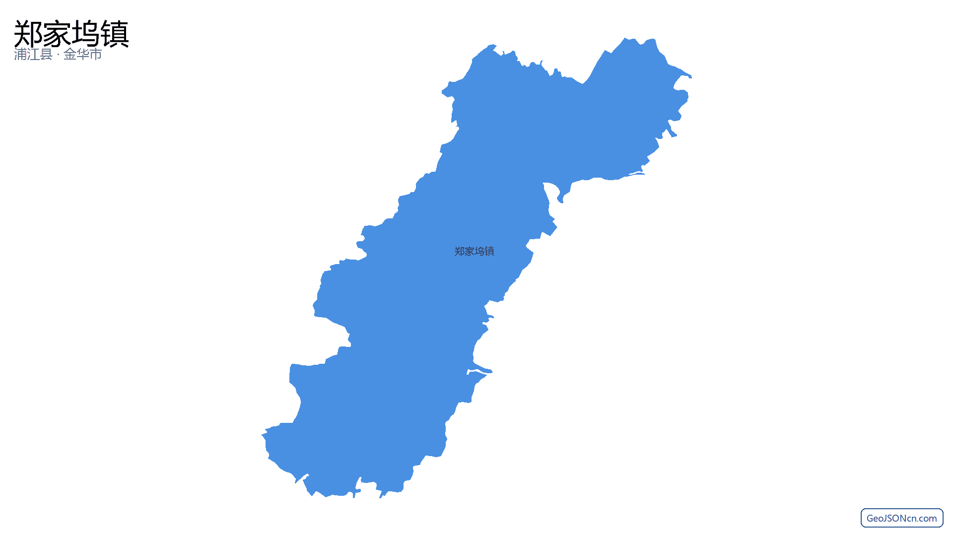 郑家坞镇行政区划边界地图(浦江县·金华市),提供GeoJSON、SHP矢量边界数据下载及高清地图大图(PNG/JPG) - GeoJSONcn.com