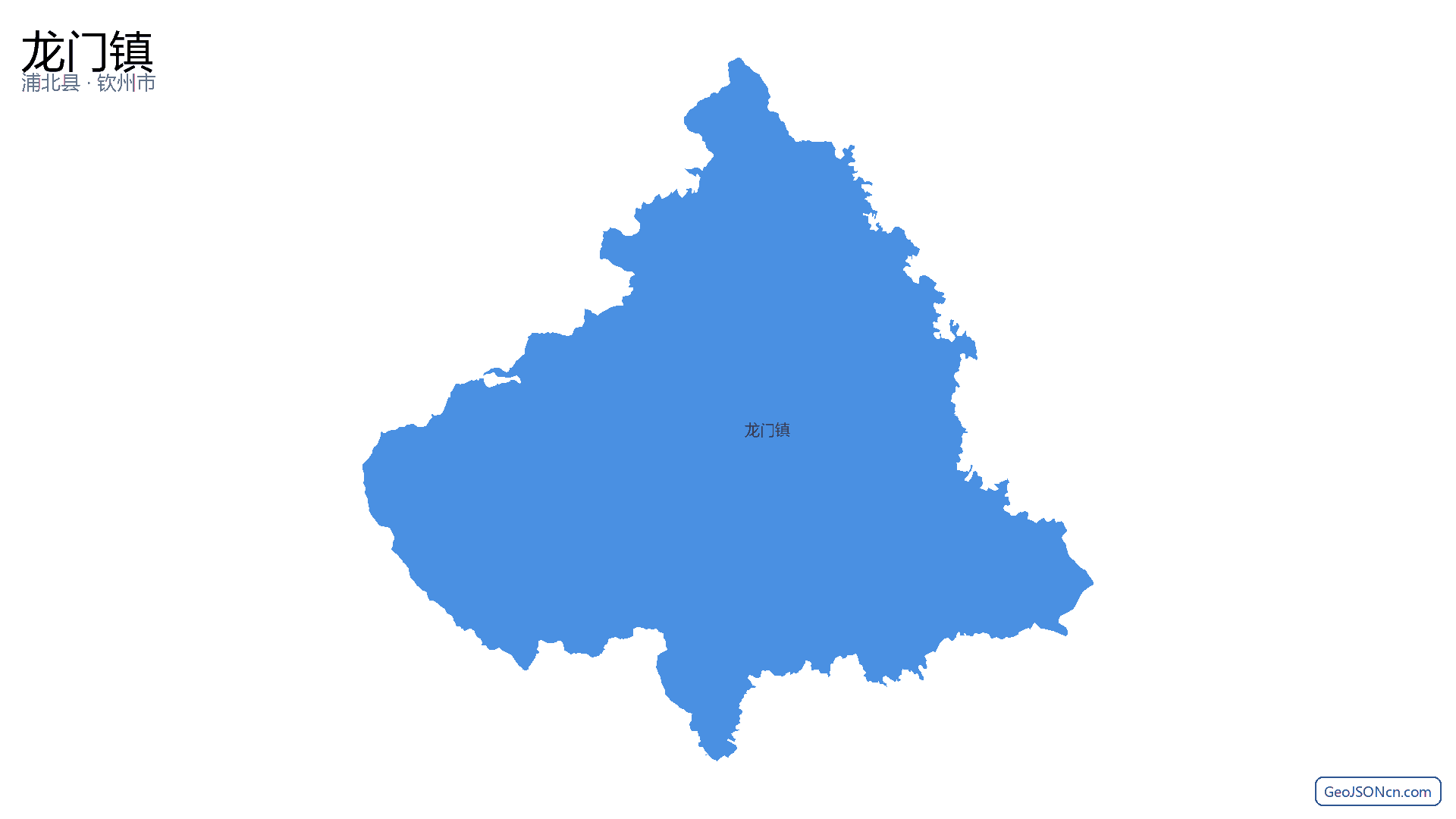 龙门镇行政区划边界地图（浦北县·钦州市）,提供GeoJSON、SHP矢量边界数据下载及高清地图大图(PNG/JPG) - GeoJSONcn.com