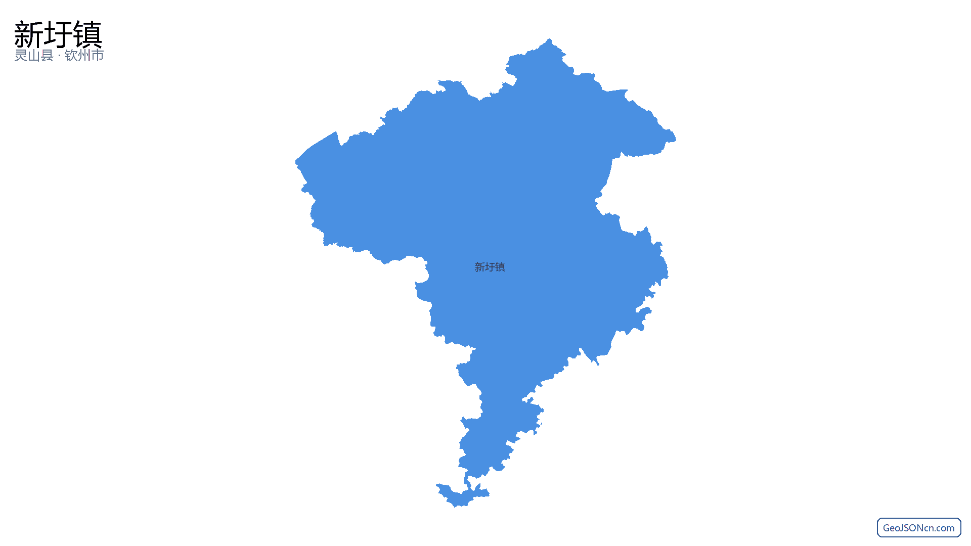 新圩镇行政区划边界地图（灵山县·钦州市）,提供GeoJSON、SHP矢量边界数据下载及高清地图大图(PNG/JPG) - GeoJSONcn.com