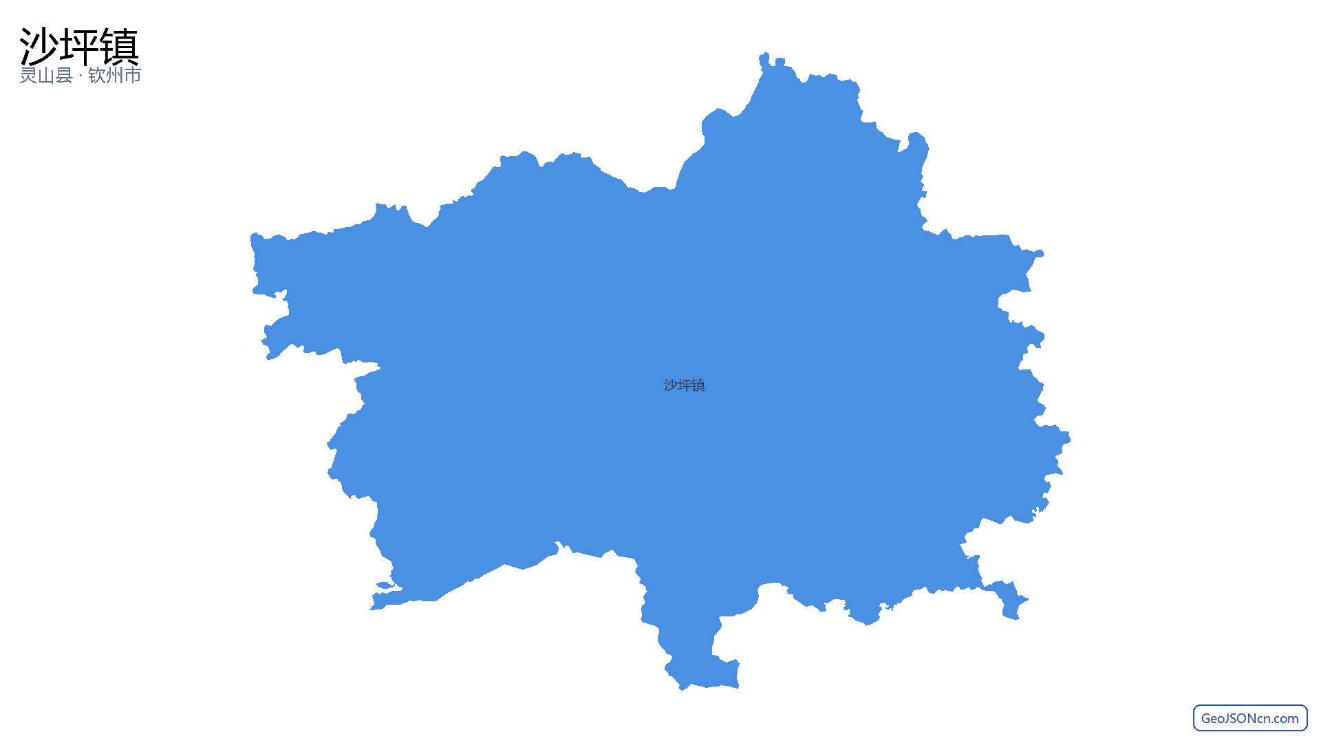 沙坪镇行政区划边界地图(灵山县·钦州市),提供GeoJSON、SHP矢量边界数据下载及高清地图大图(PNG/JPG) - GeoJSONcn.com
