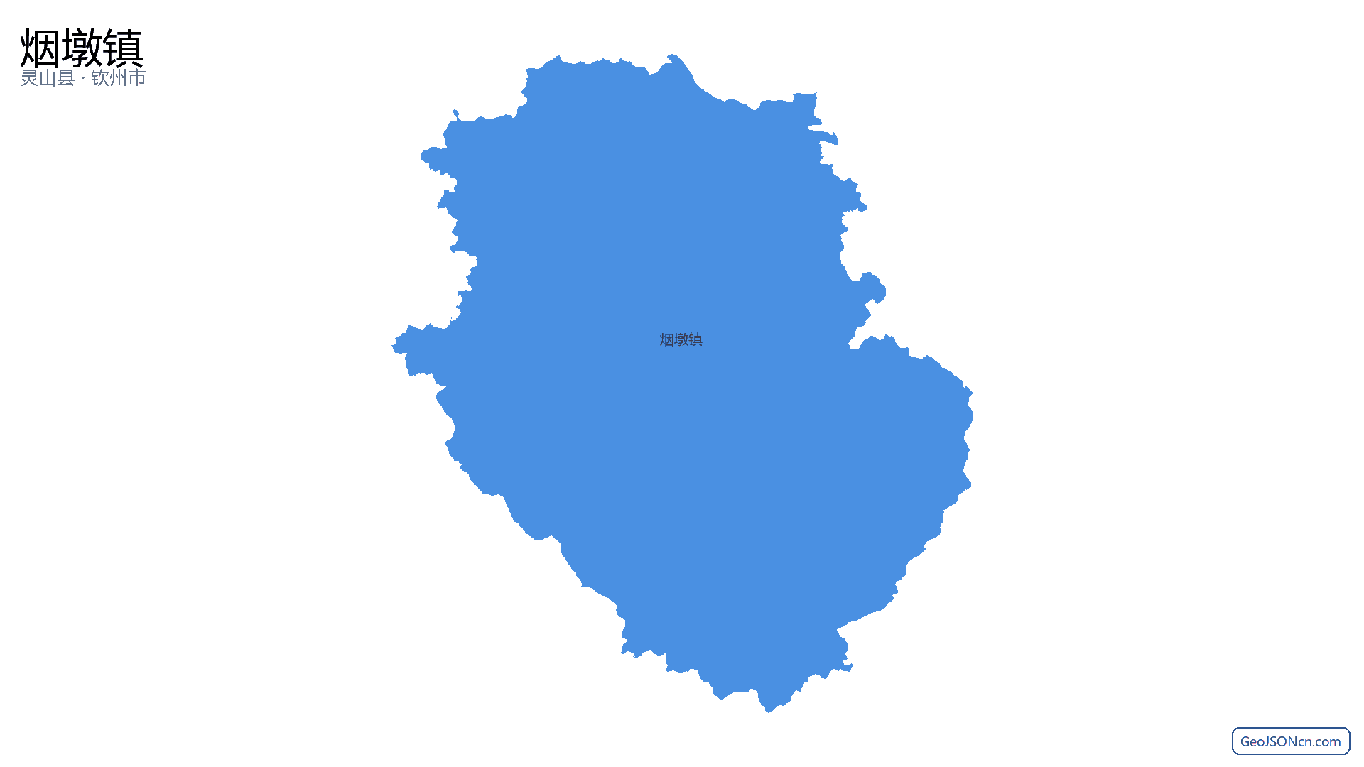 烟墩镇行政区划边界地图(灵山县·钦州市),提供GeoJSON、SHP矢量边界数据下载及高清地图大图(PNG/JPG) - GeoJSONcn.com