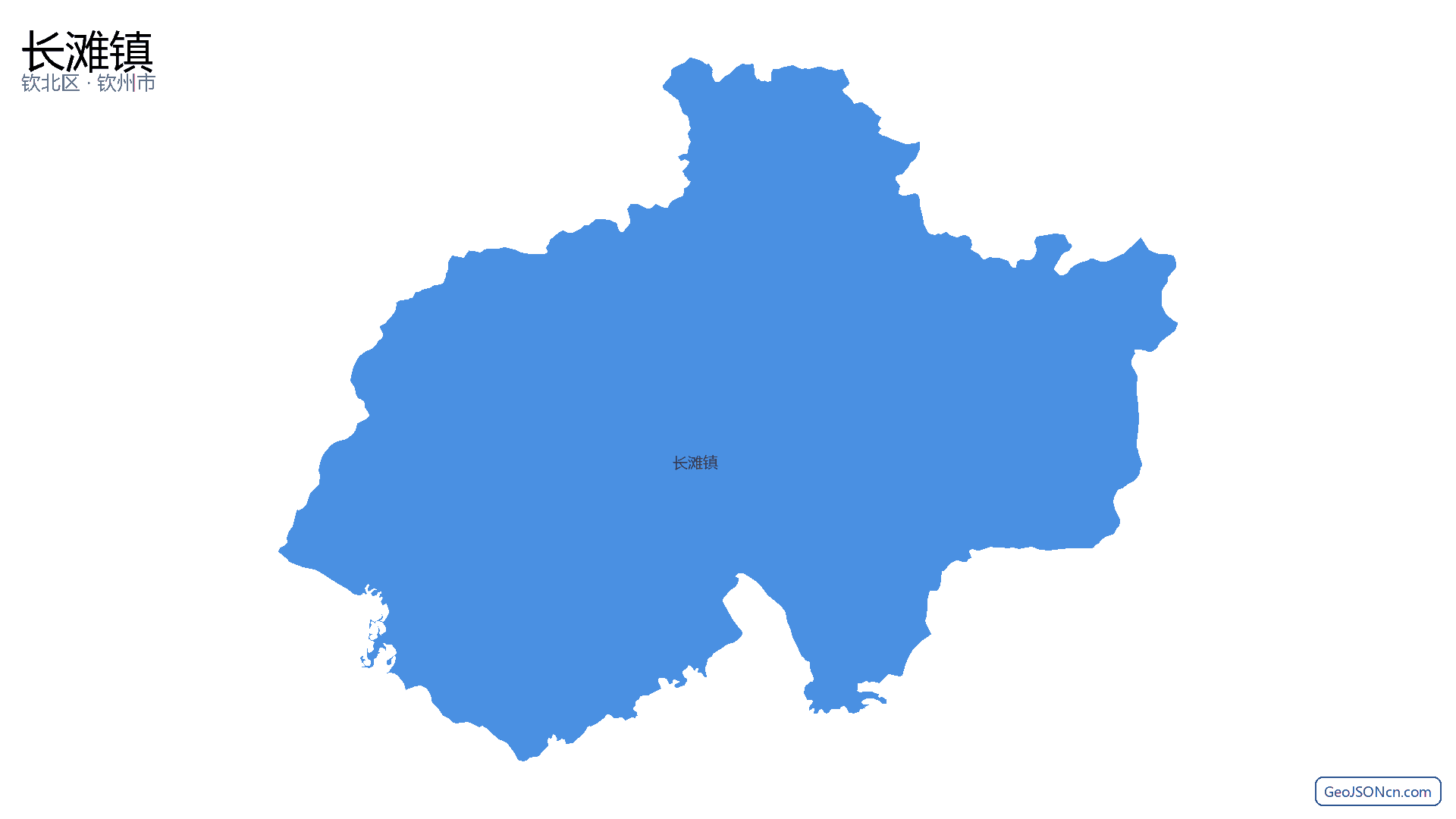 长滩镇行政区划边界地图（钦北区·钦州市）,提供GeoJSON、SHP矢量边界数据下载及高清地图大图(PNG/JPG) - GeoJSONcn.com