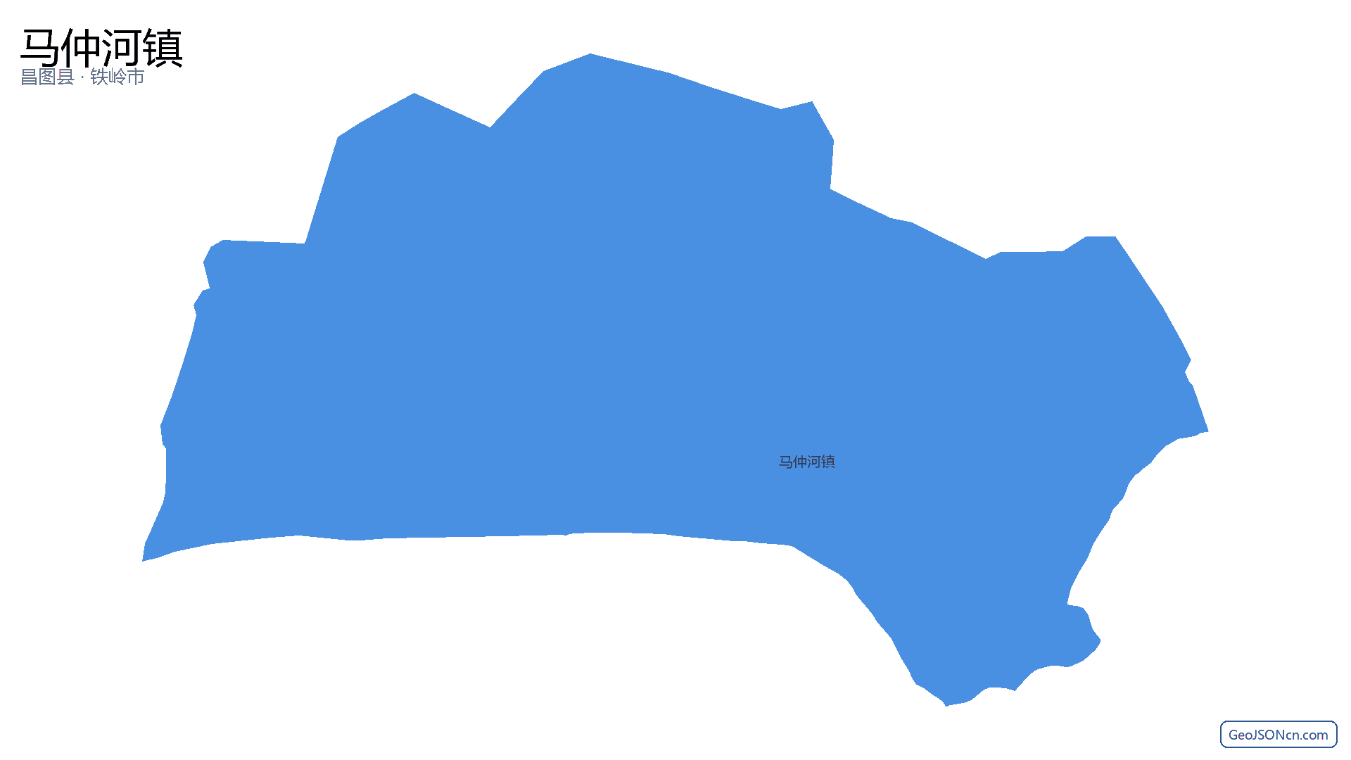 马仲河镇行政区划边界地图(昌图县·铁岭市),提供GeoJSON、SHP矢量边界数据下载及高清地图大图(PNG/JPG) - GeoJSONcn.com