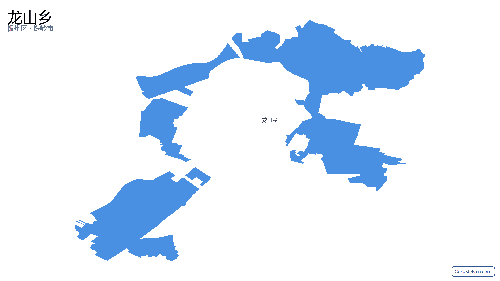 龙山乡行政区划边界地图（银州区·铁岭市）,提供GeoJSON、SHP矢量边界数据下载及高清地图大图(PNG/JPG) - GeoJSONcn.com