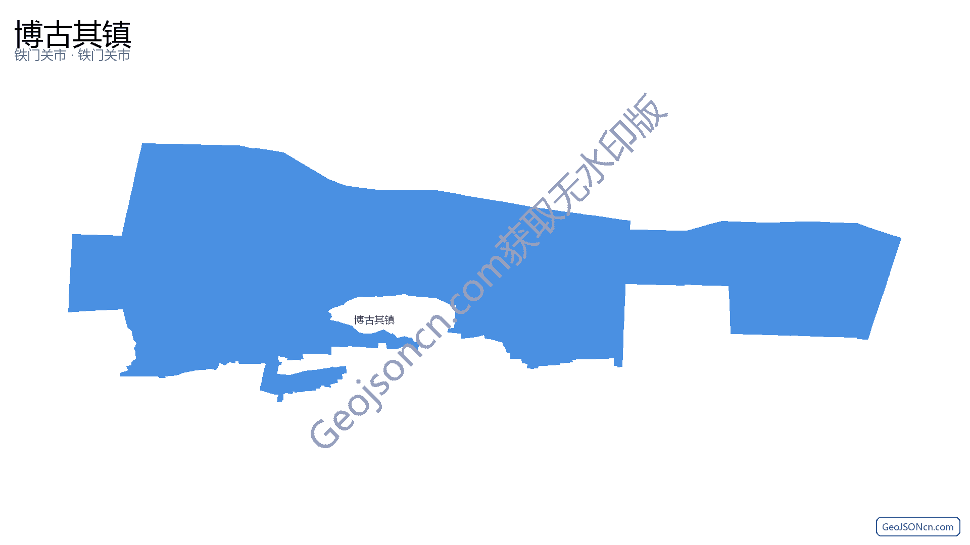 博古其镇行政区划边界地图(铁门关市·铁门关市),提供GeoJSON、SHP矢量边界数据下载及高清地图大图(PNG/JPG) - GeoJSONcn.com