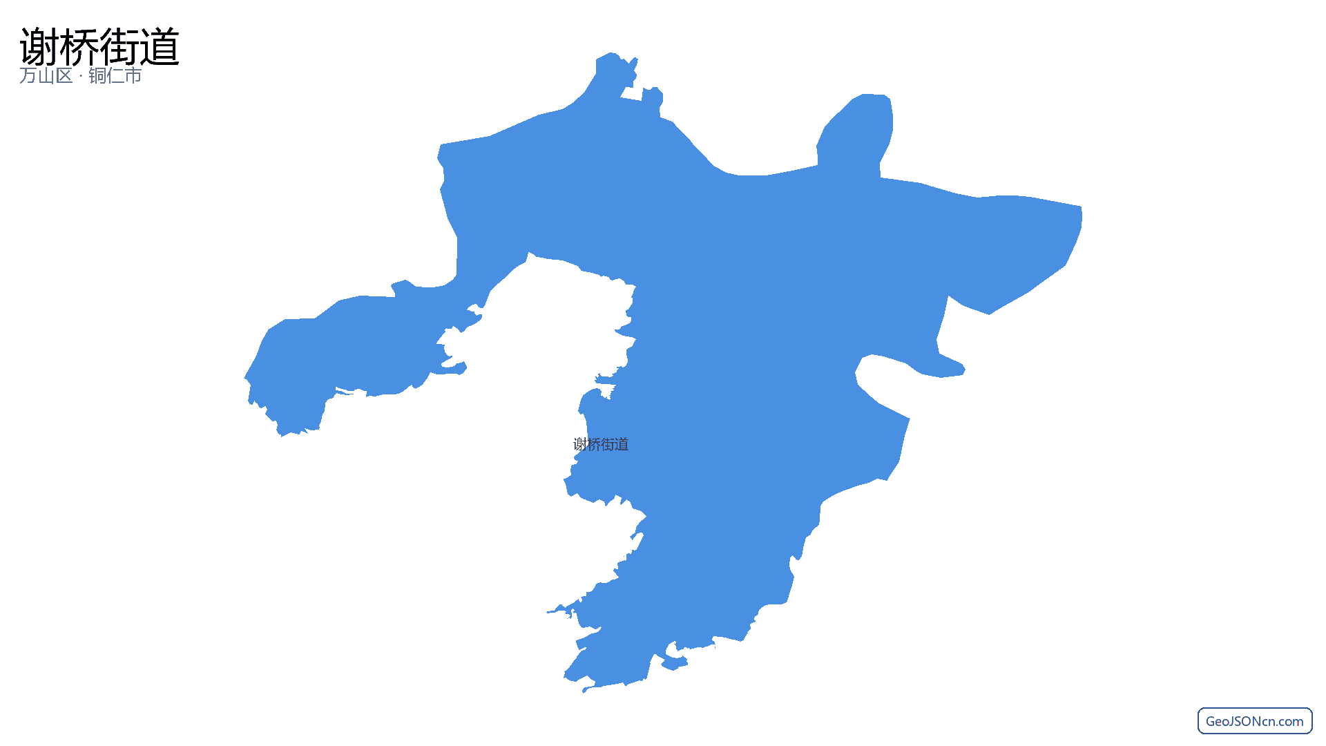 谢桥街道行政区划边界地图(万山区·铜仁市),提供GeoJSON、SHP矢量边界数据下载及高清地图大图(PNG/JPG) - GeoJSONcn.com