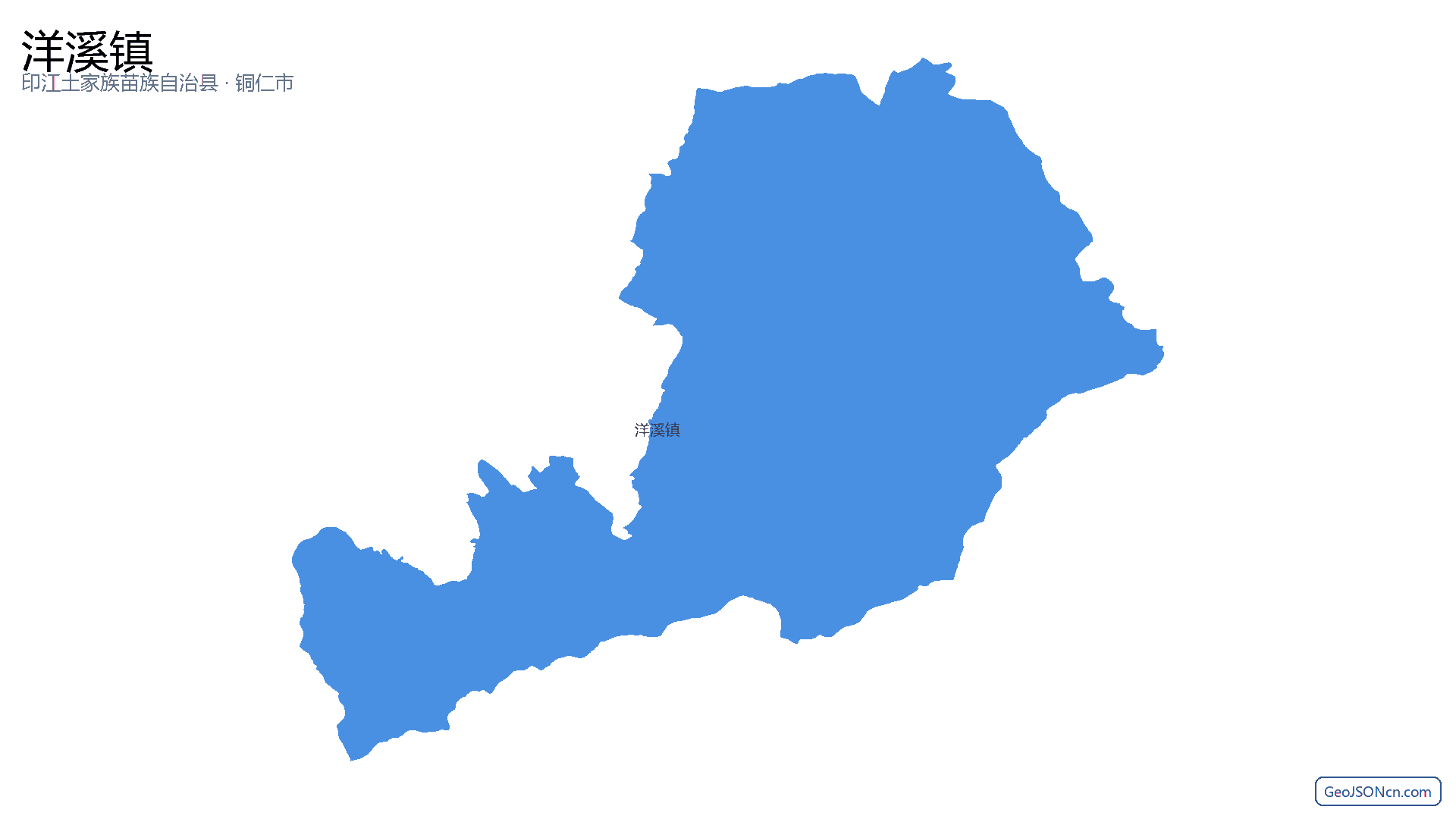 洋溪镇行政区划边界地图（印江土家族苗族自治县·铜仁市）,提供GeoJSON、SHP矢量边界数据下载及高清地图大图(PNG/JPG) - GeoJSONcn.com