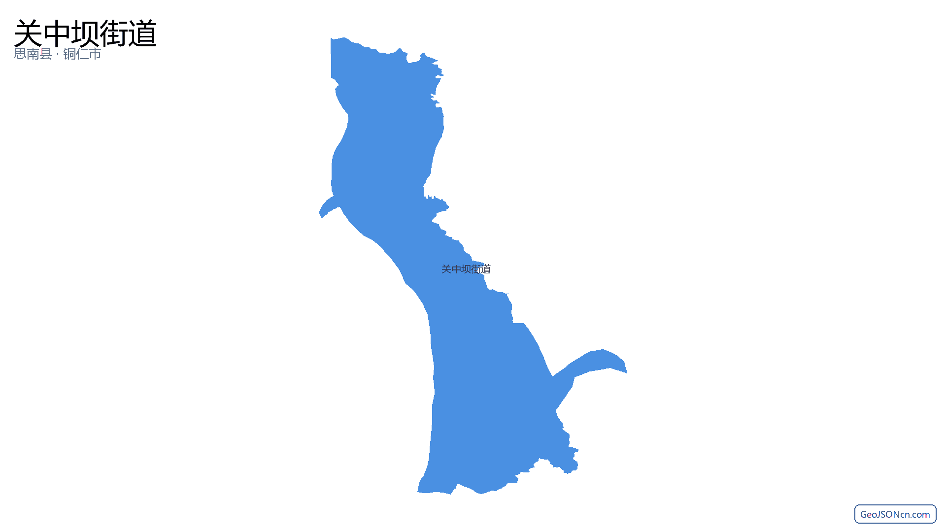 关中坝街道行政区划边界地图（思南县·铜仁市）,提供GeoJSON、SHP矢量边界数据下载及高清地图大图(PNG/JPG) - GeoJSONcn.com