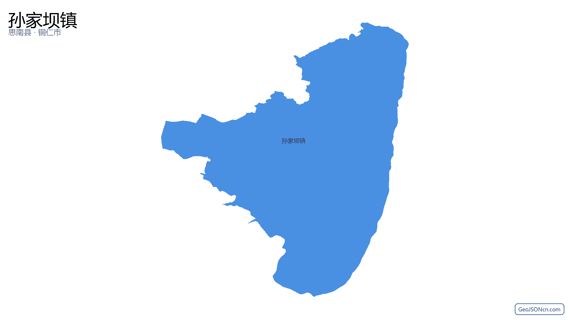 孙家坝镇行政区划边界地图(思南县·铜仁市),提供GeoJSON、SHP矢量边界数据下载及高清地图大图(PNG/JPG) - GeoJSONcn.com