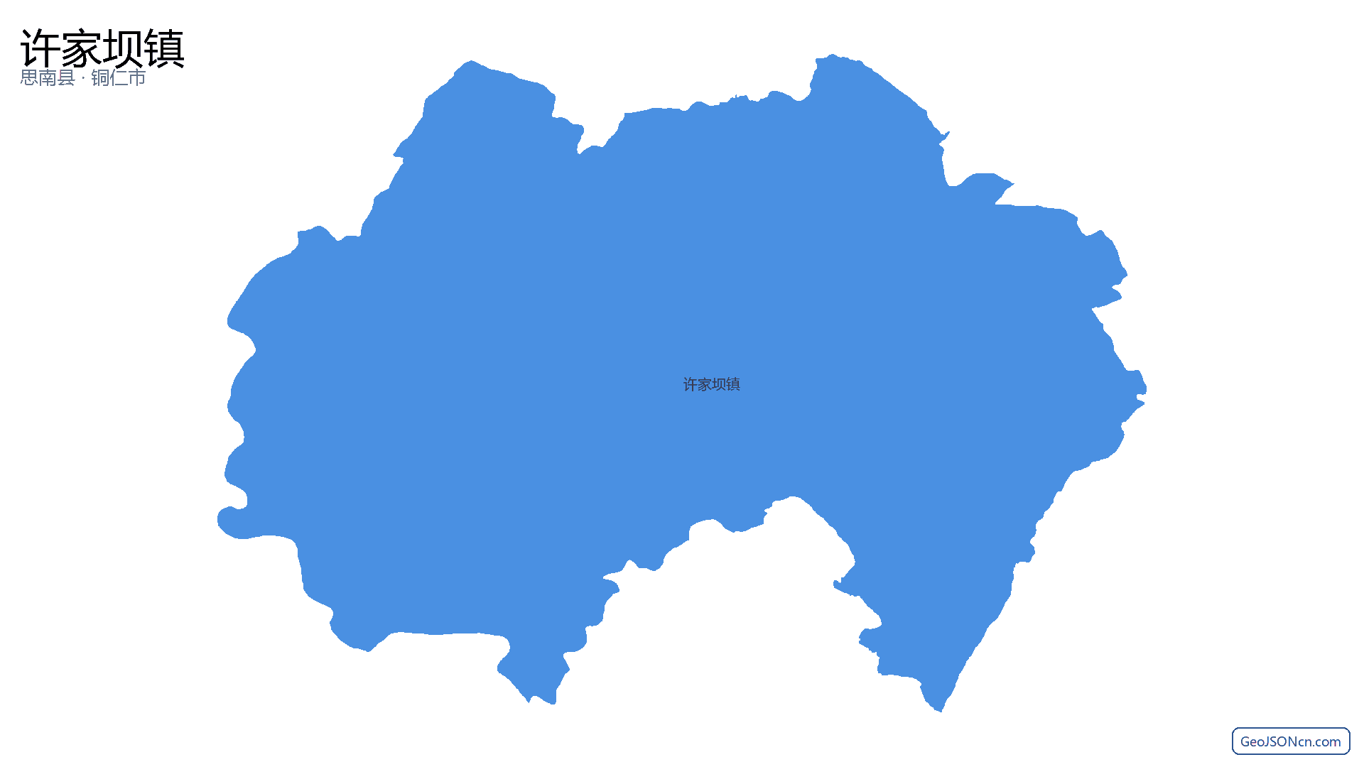 许家坝镇行政区划边界地图(思南县·铜仁市),提供GeoJSON、SHP矢量边界数据下载及高清地图大图(PNG/JPG) - GeoJSONcn.com