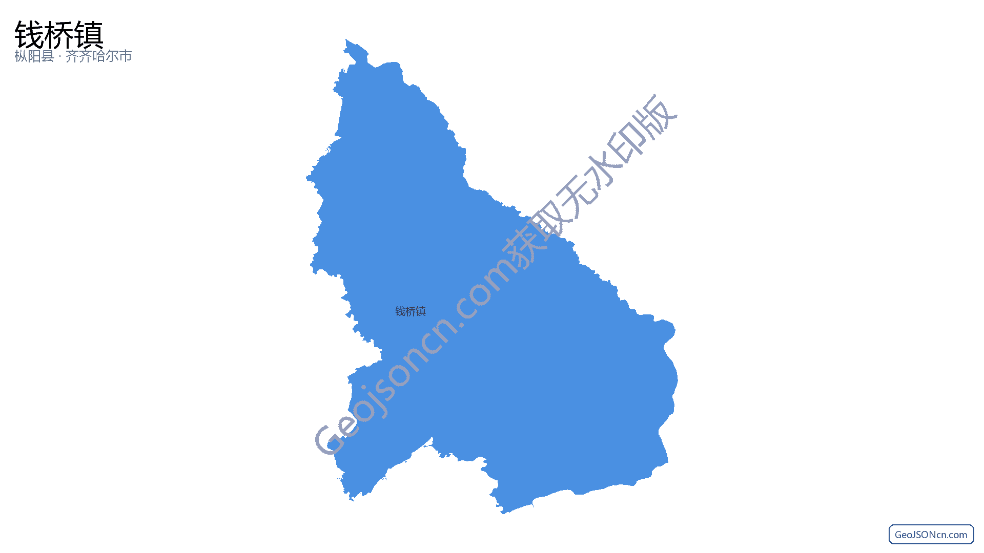 钱桥镇行政区划边界地图(枞阳县·铜陵市),提供GeoJSON、SHP矢量边界数据下载及高清地图大图(PNG/JPG) - GeoJSONcn.com