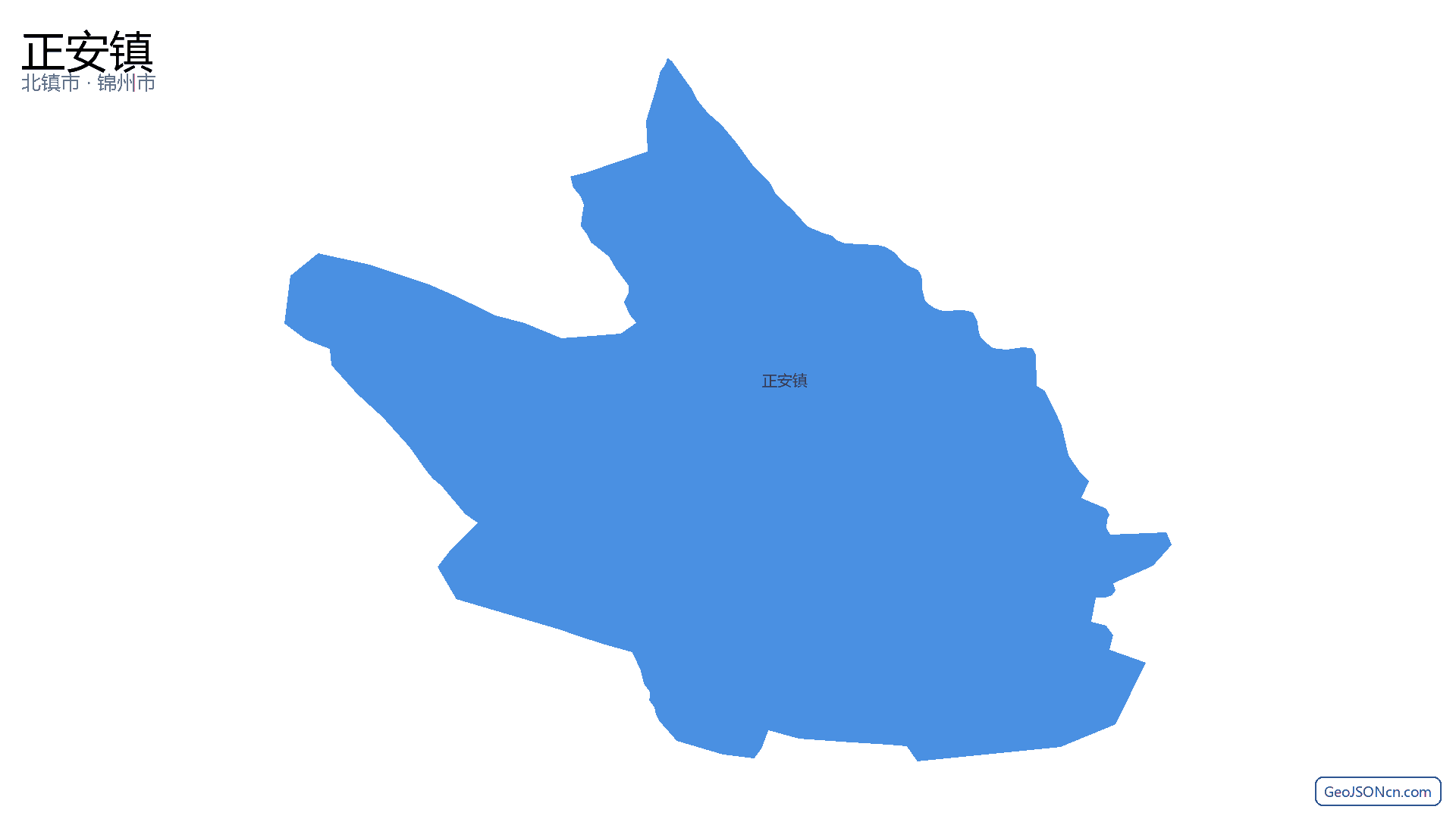 正安镇行政区划边界地图（北镇市·锦州市）,提供GeoJSON、SHP矢量边界数据下载及高清地图大图(PNG/JPG) - GeoJSONcn.com