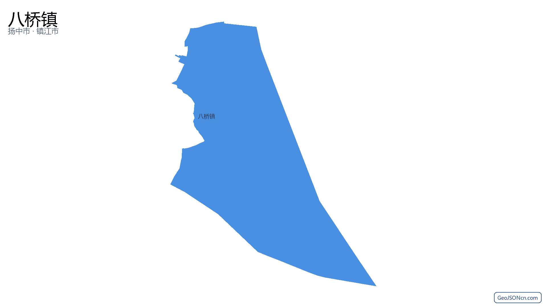八桥镇行政区划边界地图（扬中市·镇江市）,提供GeoJSON、SHP矢量边界数据下载及高清地图大图(PNG/JPG) - GeoJSONcn.com