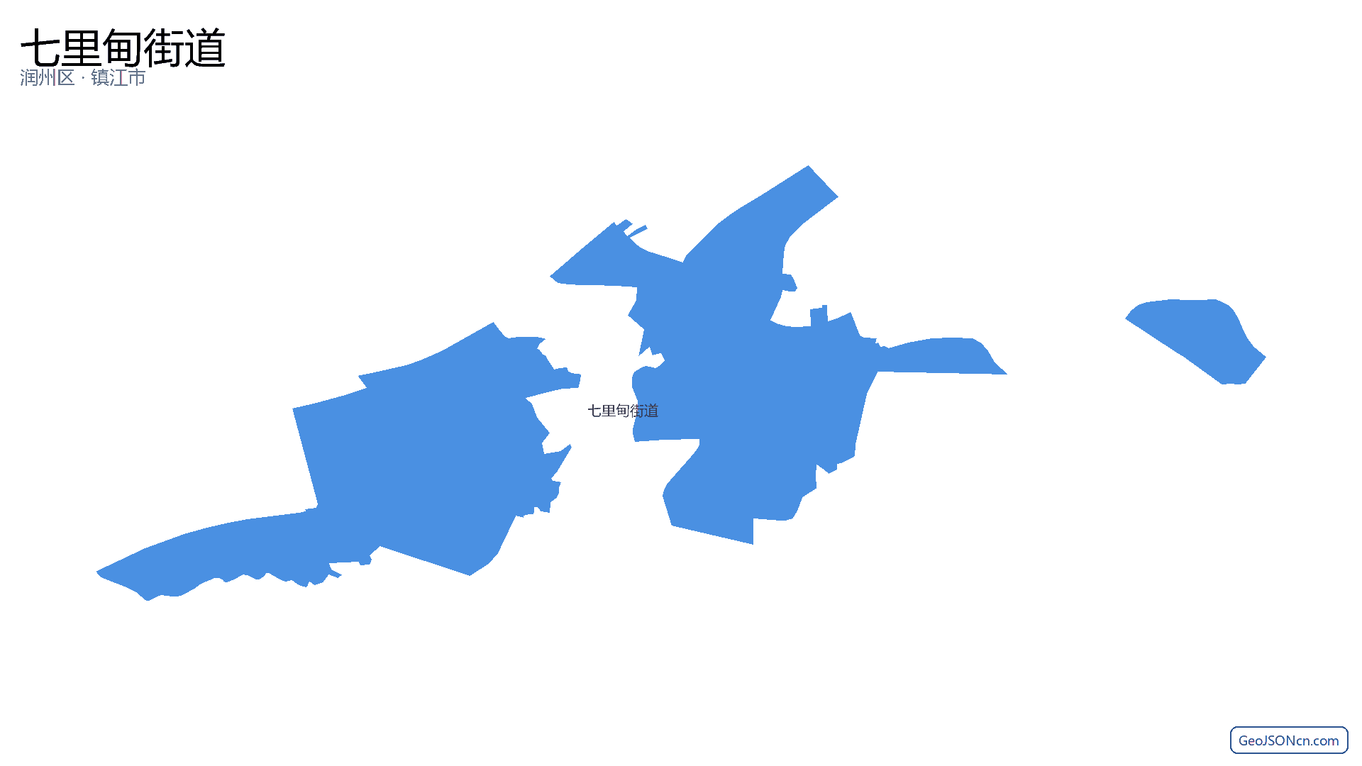 七里甸街道行政区划边界地图（润州区·镇江市）,提供GeoJSON、SHP矢量边界数据下载及高清地图大图(PNG/JPG) - GeoJSONcn.com