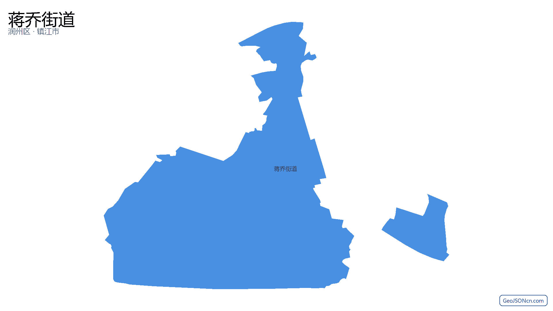 蒋乔街道行政区划边界地图(润州区·镇江市),提供GeoJSON、SHP矢量边界数据下载及高清地图大图(PNG/JPG) - GeoJSONcn.com
