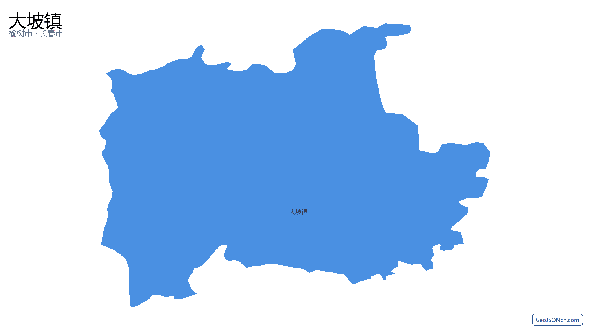大坡镇行政区划边界地图（榆树市·长春市）,提供GeoJSON、SHP矢量边界数据下载及高清地图大图(PNG/JPG) - GeoJSONcn.com