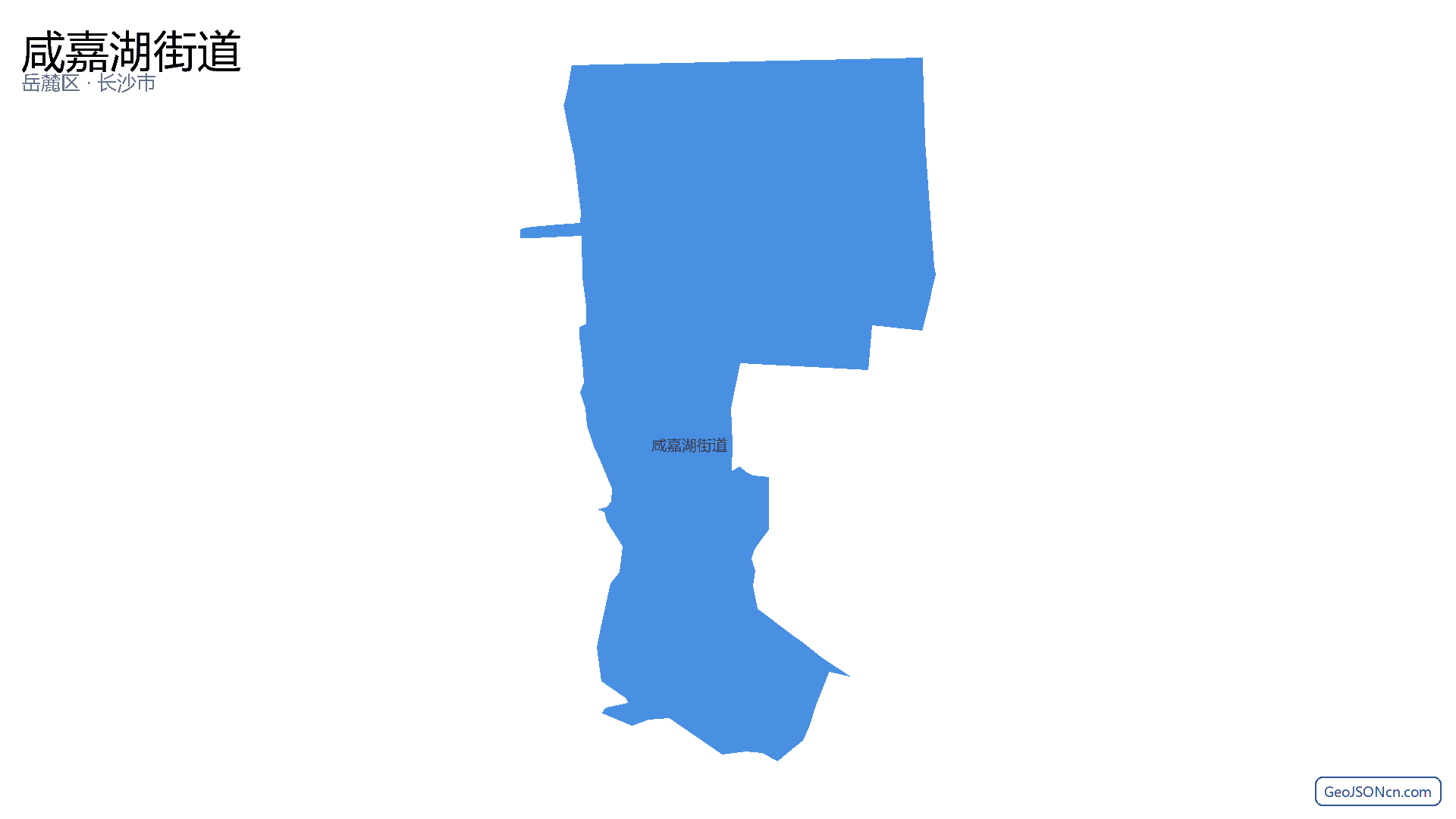 咸嘉湖街道行政区划边界地图（岳麓区·长沙市）,提供GeoJSON、SHP矢量边界数据下载及高清地图大图(PNG/JPG) - GeoJSONcn.com