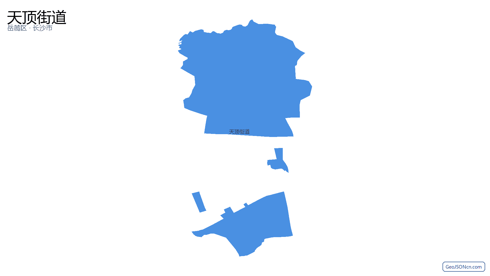 天顶街道行政区划边界地图(岳麓区·长沙市),提供GeoJSON、SHP矢量边界数据下载及高清地图大图(PNG/JPG) - GeoJSONcn.com