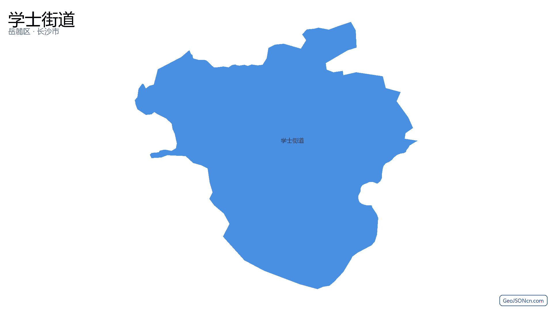 学士街道行政区划边界地图(岳麓区·长沙市),提供GeoJSON、SHP矢量边界数据下载及高清地图大图(PNG/JPG) - GeoJSONcn.com