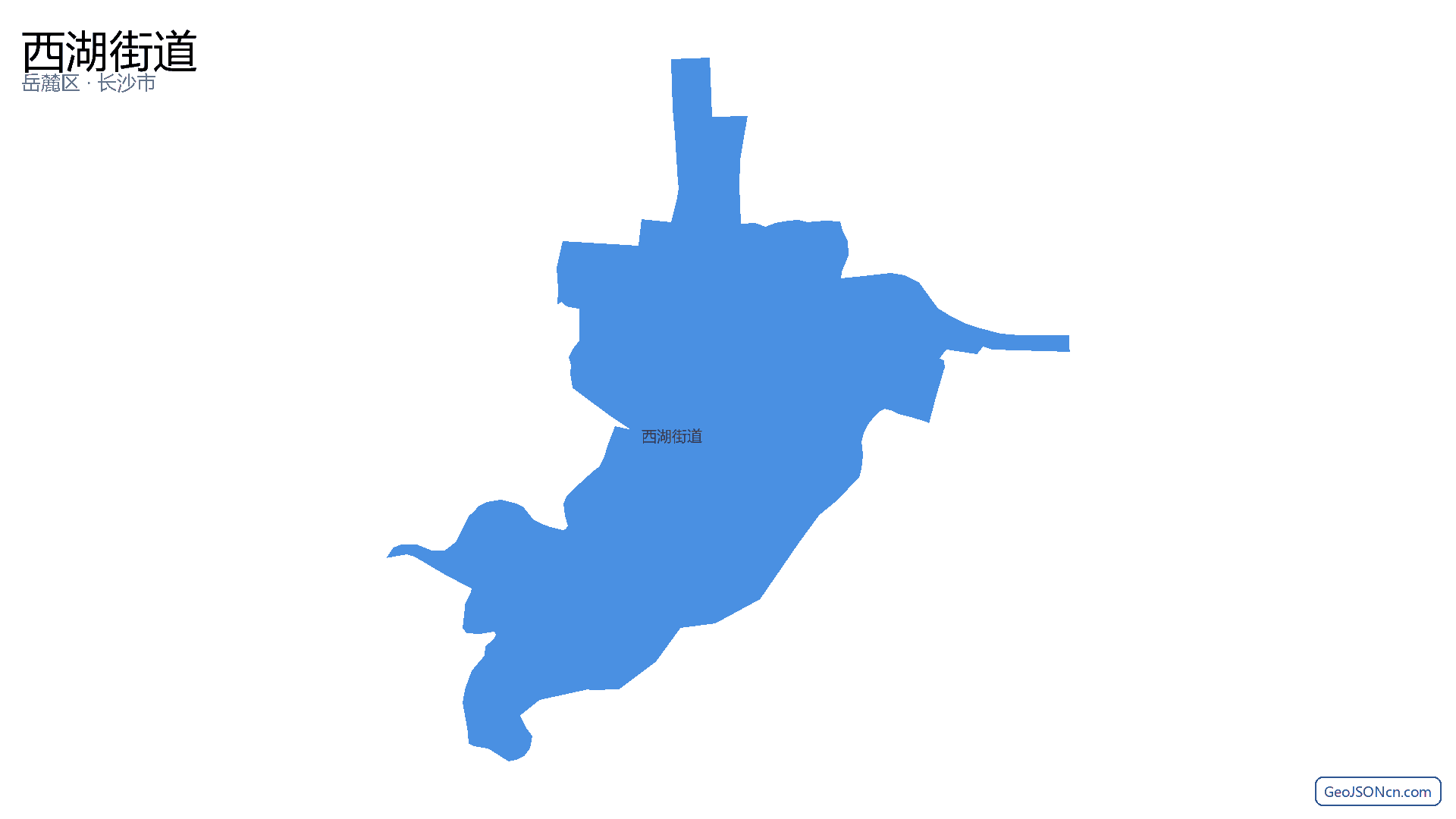 西湖街道行政区划边界地图（岳麓区·长沙市）,提供GeoJSON、SHP矢量边界数据下载及高清地图大图(PNG/JPG) - GeoJSONcn.com