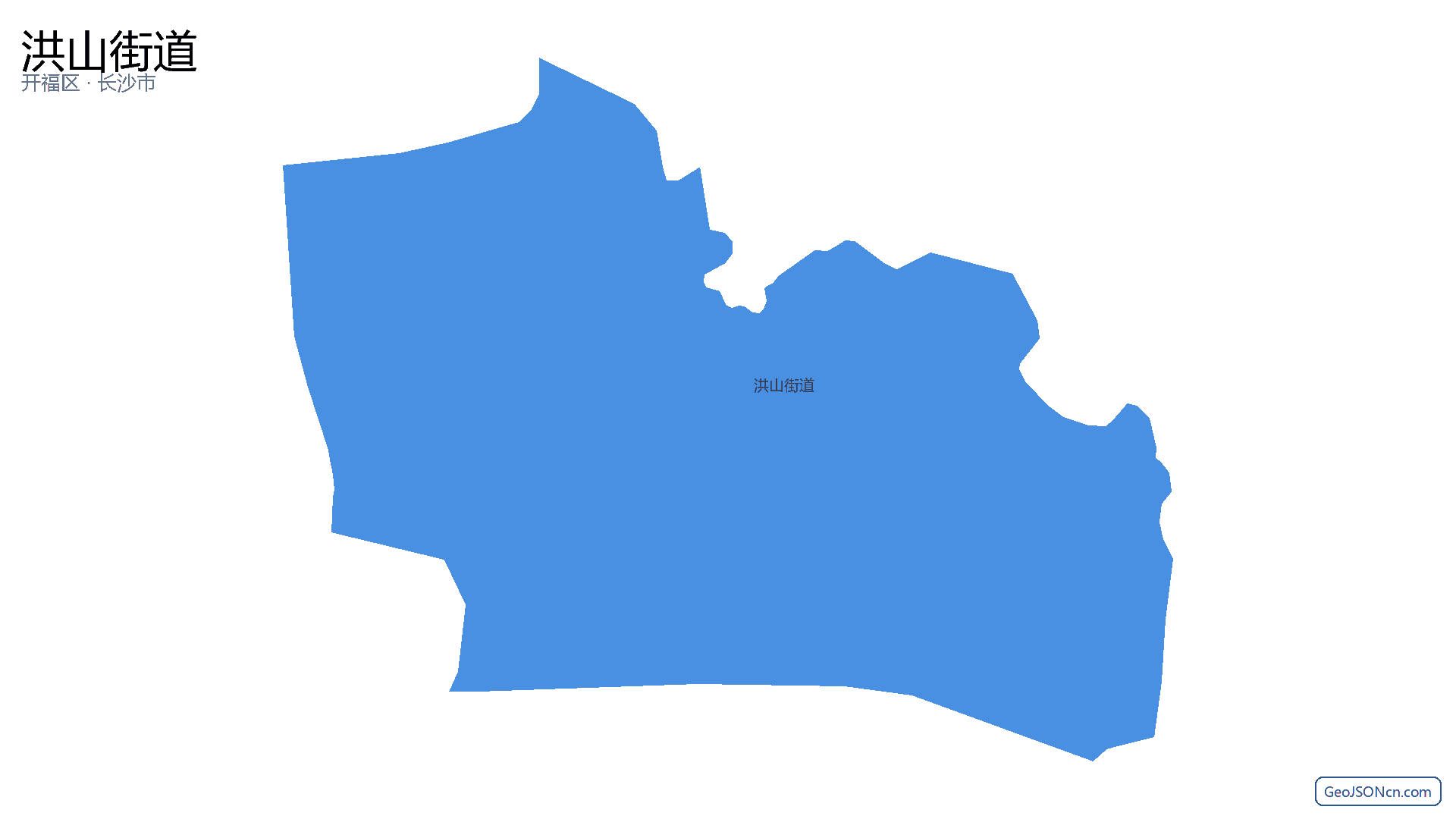 洪山街道行政区划边界地图(开福区·长沙市),提供GeoJSON、SHP矢量边界数据下载及高清地图大图(PNG/JPG) - GeoJSONcn.com