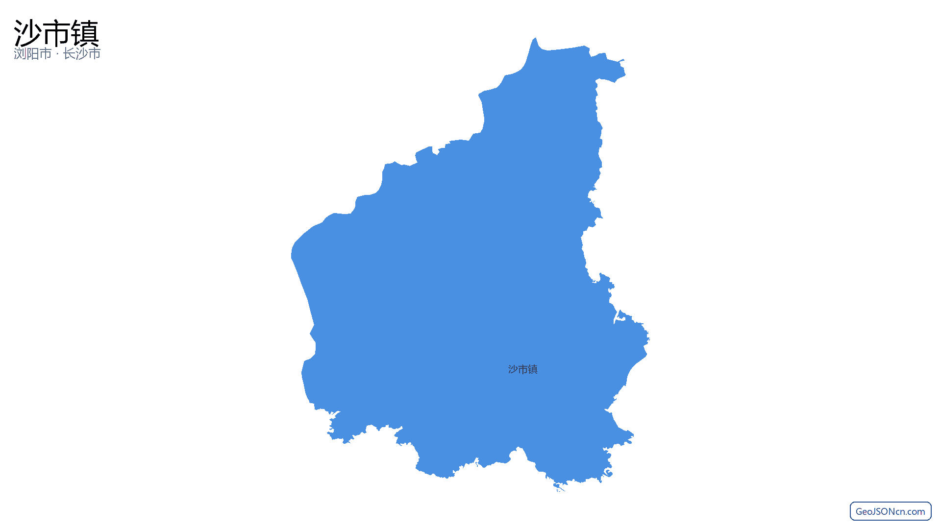 沙市镇行政区划边界地图（浏阳市·长沙市）,提供GeoJSON、SHP矢量边界数据下载及高清地图大图(PNG/JPG) - GeoJSONcn.com