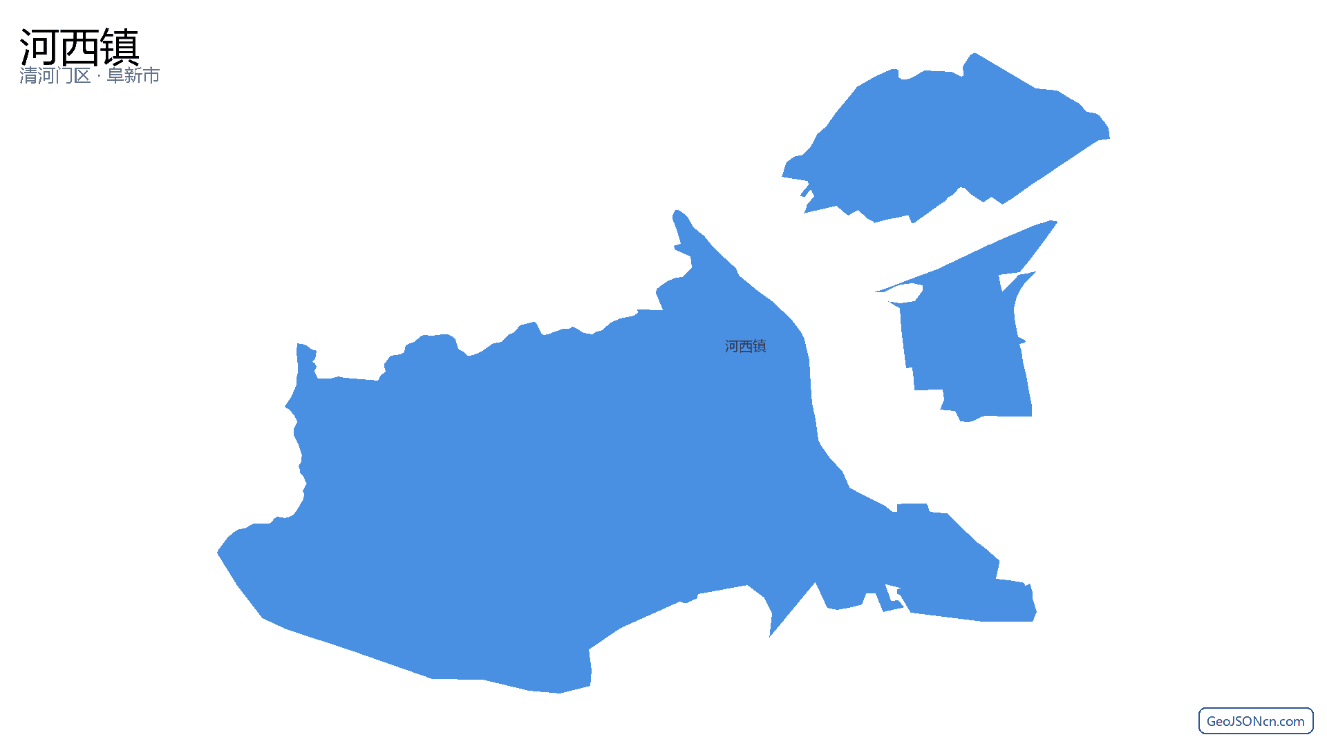 河西镇行政区划边界地图（清河门区·阜新市）,提供GeoJSON、SHP矢量边界数据下载及高清地图大图(PNG/JPG) - GeoJSONcn.com