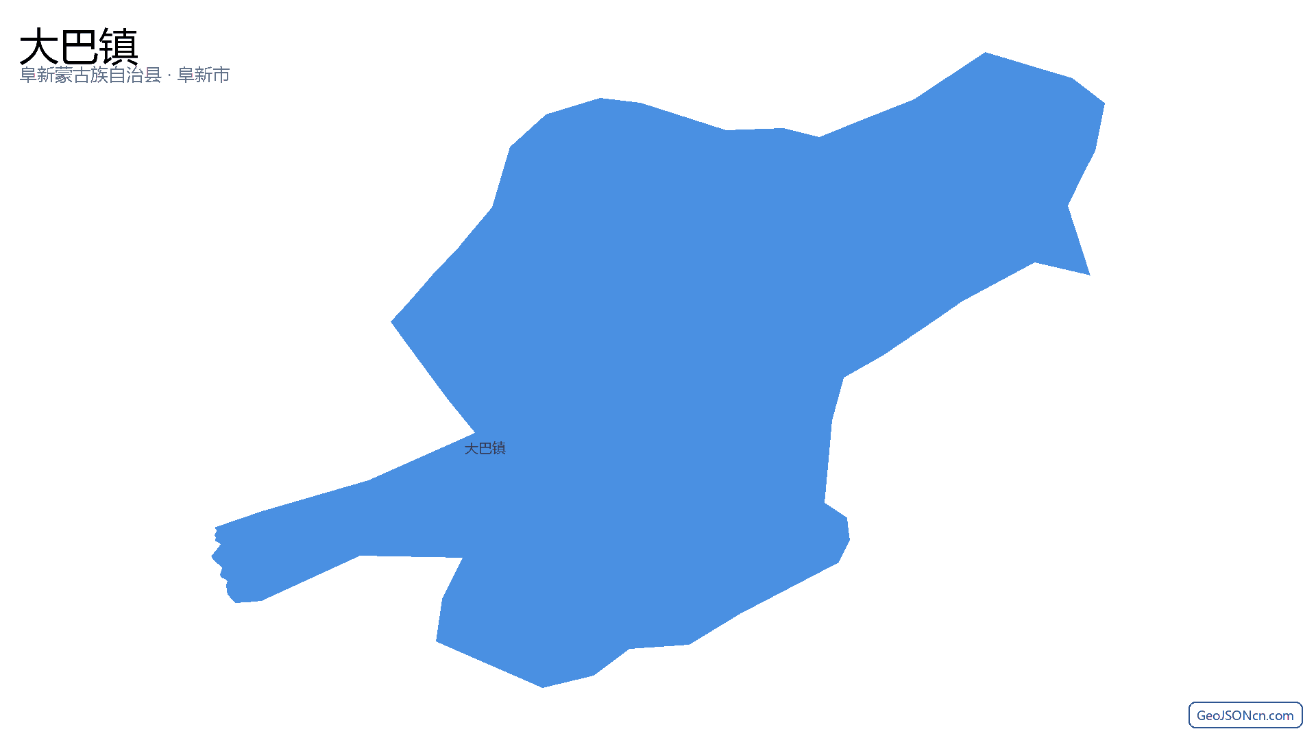 大巴镇行政区划边界地图(阜新蒙古族自治县·阜新市),提供GeoJSON、SHP矢量边界数据下载及高清地图大图(PNG/JPG) - GeoJSONcn.com