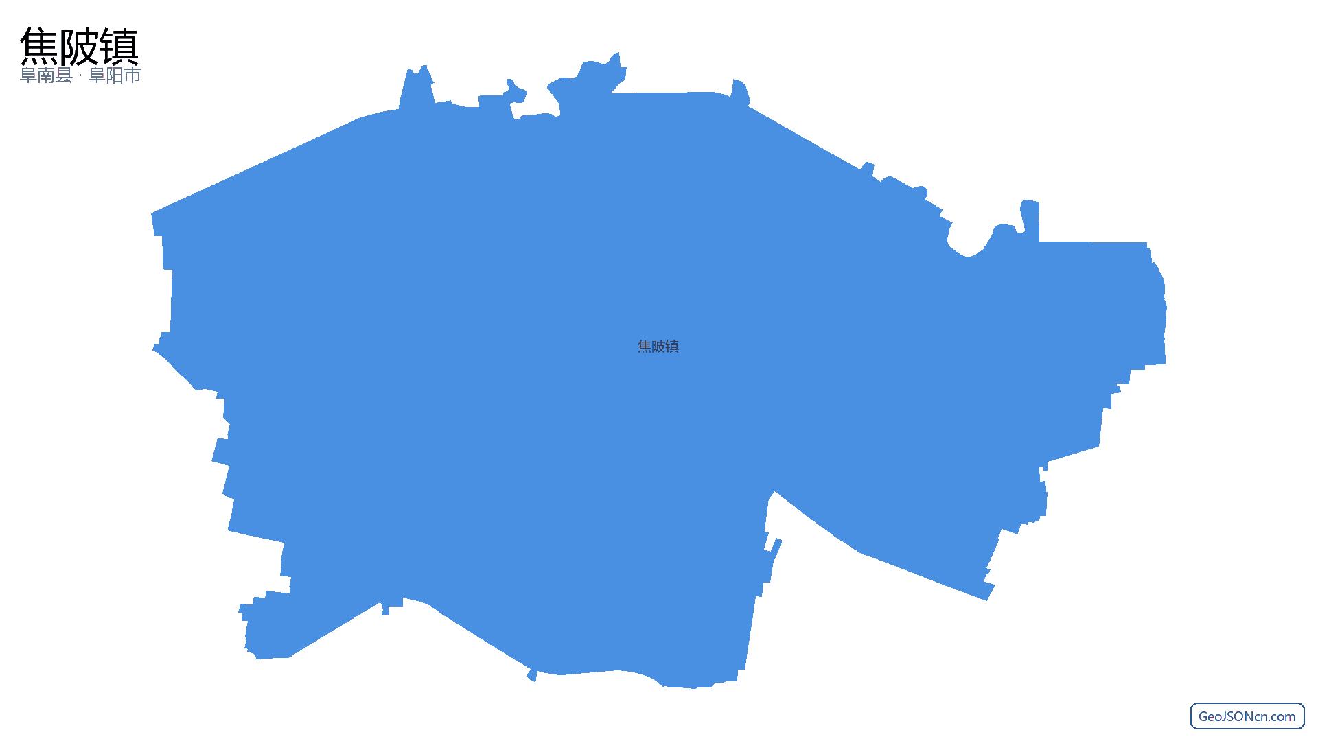 焦陂镇行政区划边界地图(阜南县·阜阳市),提供GeoJSON、SHP矢量边界数据下载及高清地图大图(PNG/JPG) - GeoJSONcn.com