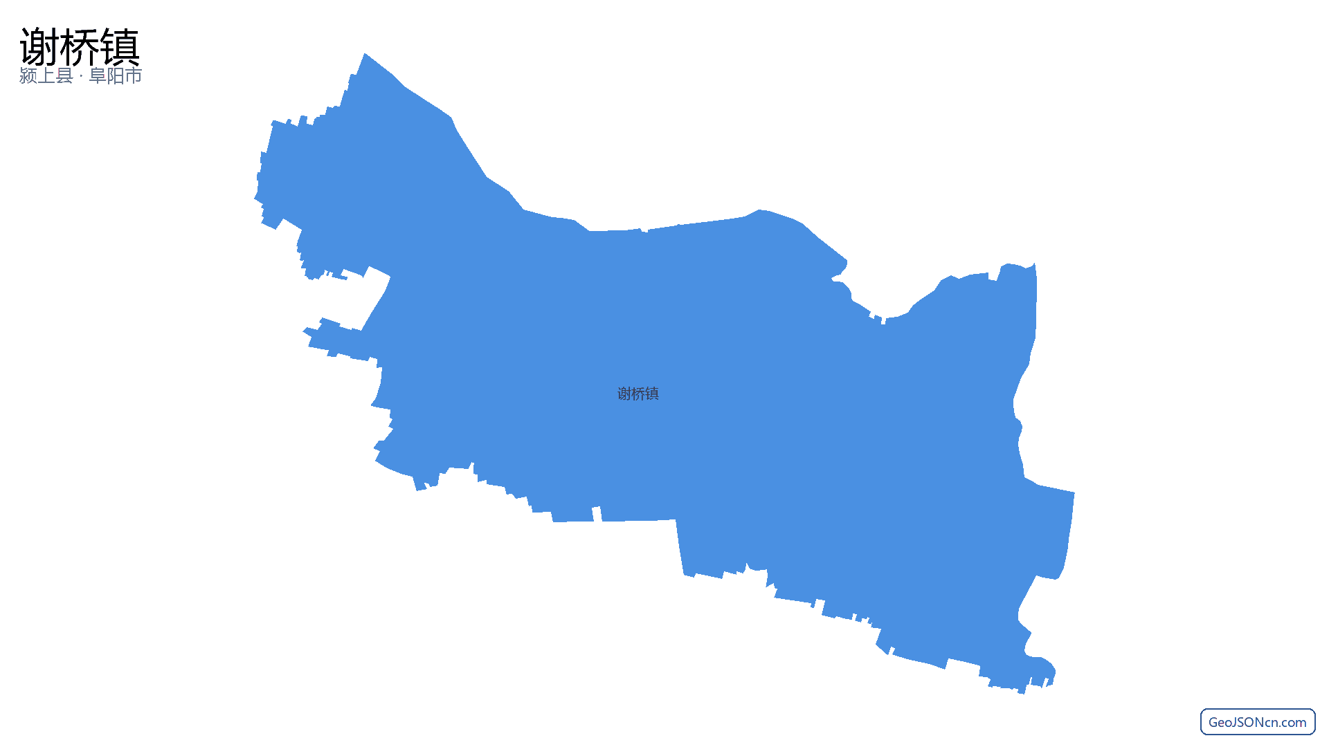 谢桥镇行政区划边界地图（颍上县·阜阳市）,提供GeoJSON、SHP矢量边界数据下载及高清地图大图(PNG/JPG) - GeoJSONcn.com