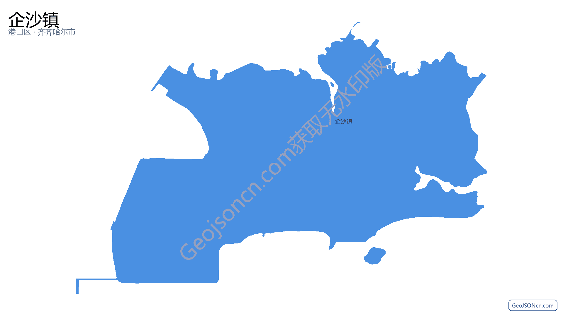 企沙镇行政区划边界地图（港口区·防城港市）,提供GeoJSON、SHP矢量边界数据下载及高清地图大图(PNG/JPG) - GeoJSONcn.com