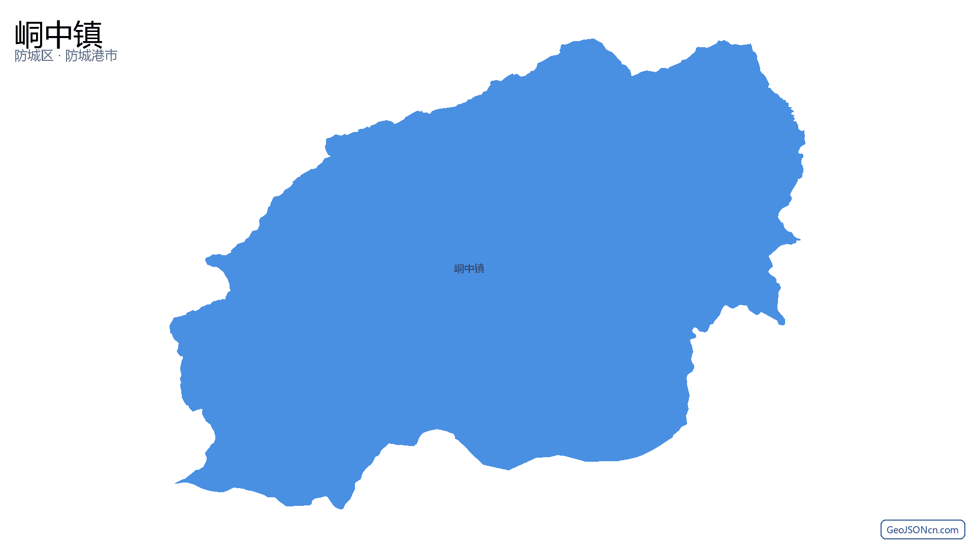 峒中镇行政区划边界地图(防城区·防城港市),提供GeoJSON、SHP矢量边界数据下载及高清地图大图(PNG/JPG) - GeoJSONcn.com