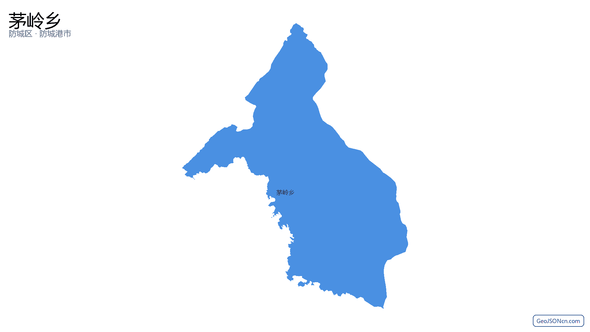 茅岭乡行政区划边界地图（防城区·防城港市）,提供GeoJSON、SHP矢量边界数据下载及高清地图大图(PNG/JPG) - GeoJSONcn.com