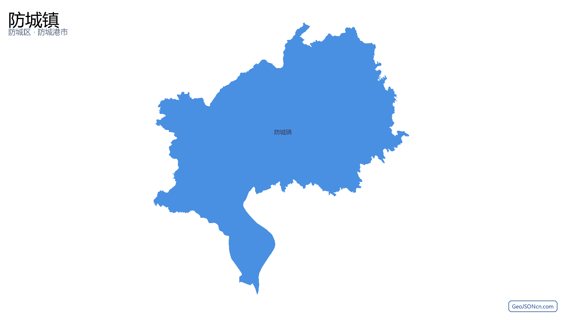 防城镇行政区划边界地图(防城区·防城港市),提供GeoJSON、SHP矢量边界数据下载及高清地图大图(PNG/JPG) - GeoJSONcn.com