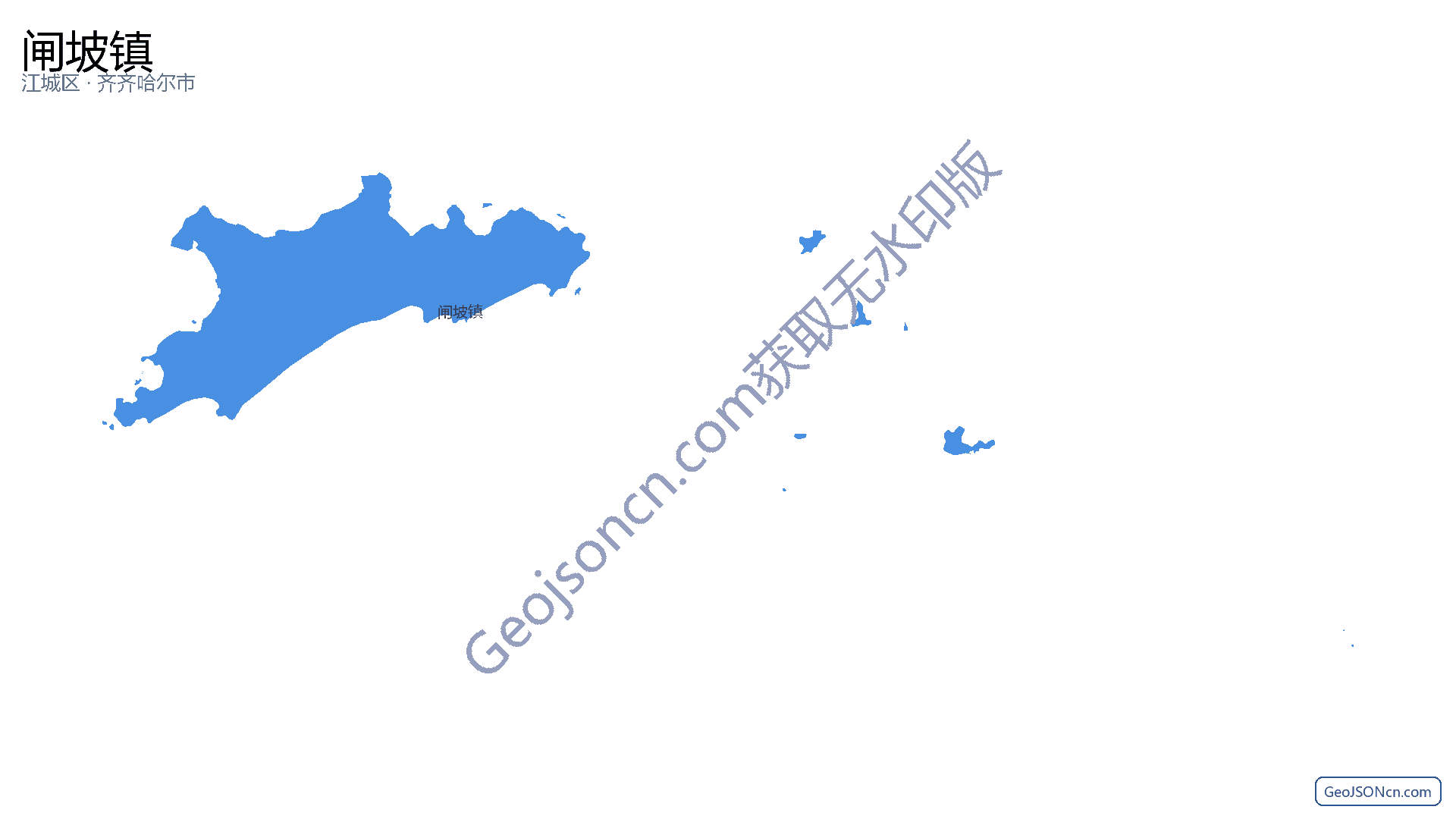 闸坡镇行政区划边界地图(江城区·阳江市),提供GeoJSON、SHP矢量边界数据下载及高清地图大图(PNG/JPG) - GeoJSONcn.com
