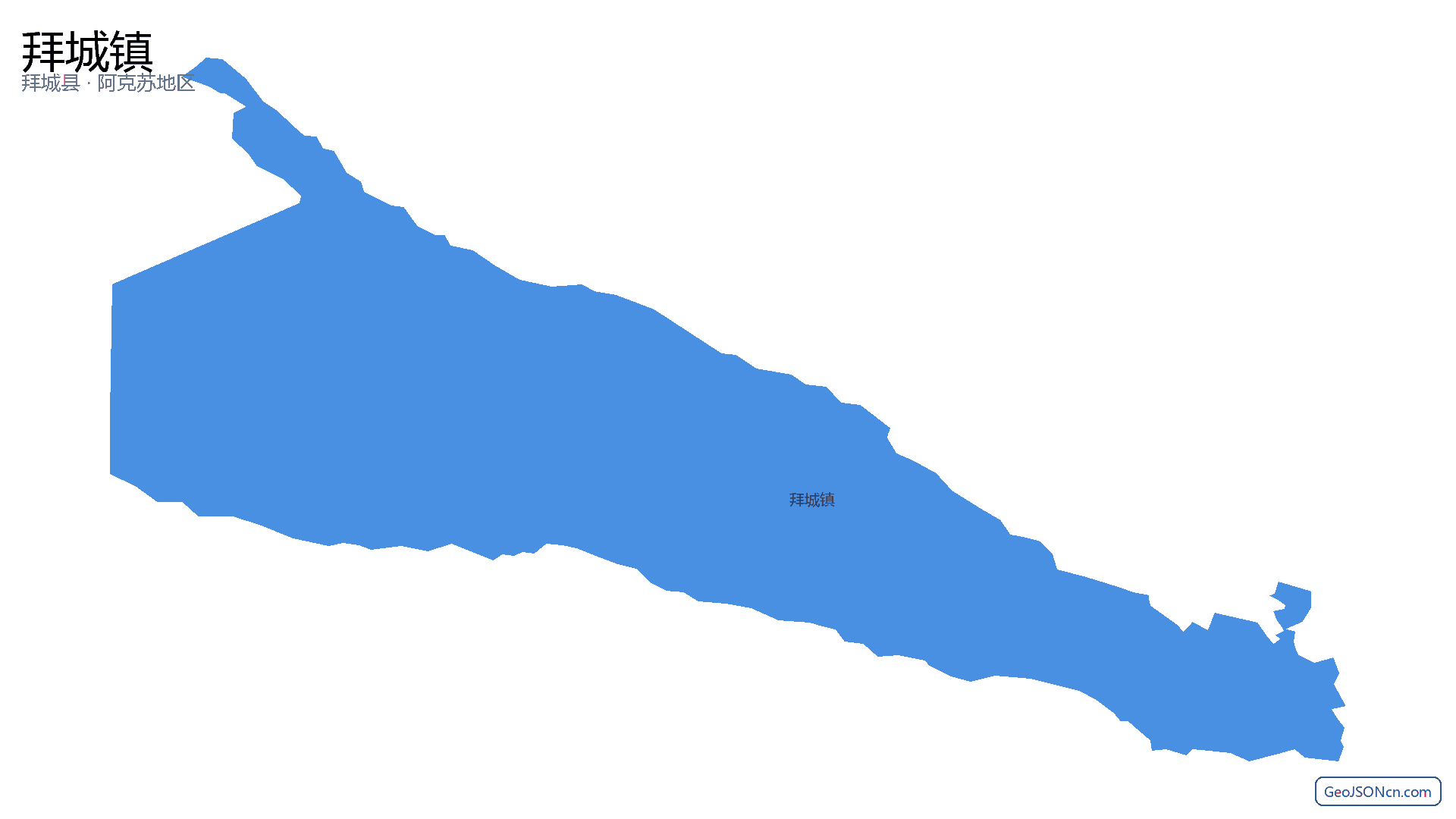拜城镇行政区划边界地图(拜城县·阿克苏地区),提供GeoJSON、SHP矢量边界数据下载及高清地图大图(PNG/JPG) - GeoJSONcn.com