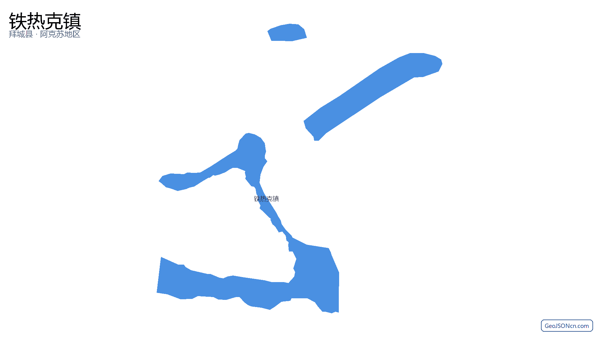 铁热克镇行政区划边界地图(拜城县·阿克苏地区),提供GeoJSON、SHP矢量边界数据下载及高清地图大图(PNG/JPG) - GeoJSONcn.com
