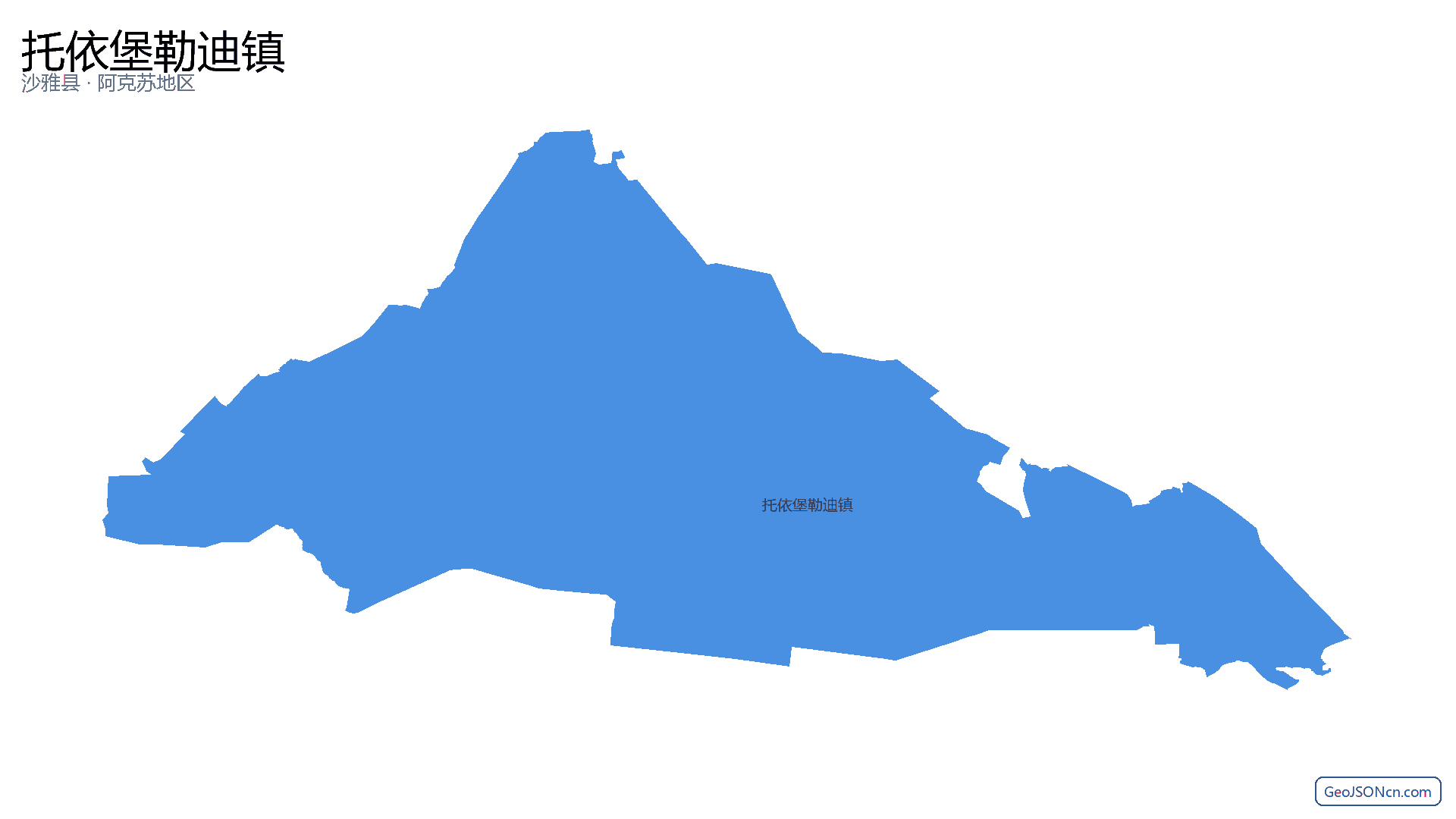 托依堡勒迪镇行政区划边界地图（沙雅县·阿克苏地区）,提供GeoJSON、SHP矢量边界数据下载及高清地图大图(PNG/JPG) - GeoJSONcn.com