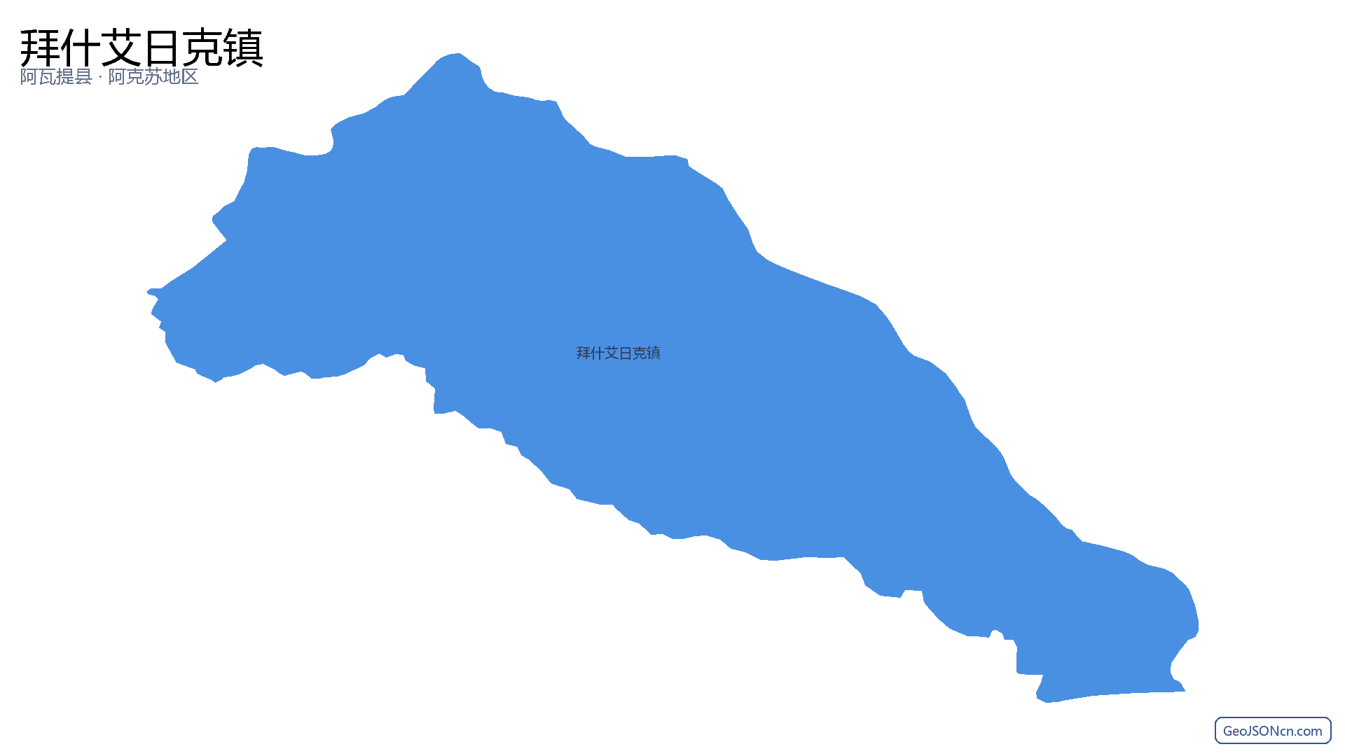 拜什艾日克镇行政区划边界地图(阿瓦提县·阿克苏地区),提供GeoJSON、SHP矢量边界数据下载及高清地图大图(PNG/JPG) - GeoJSONcn.com