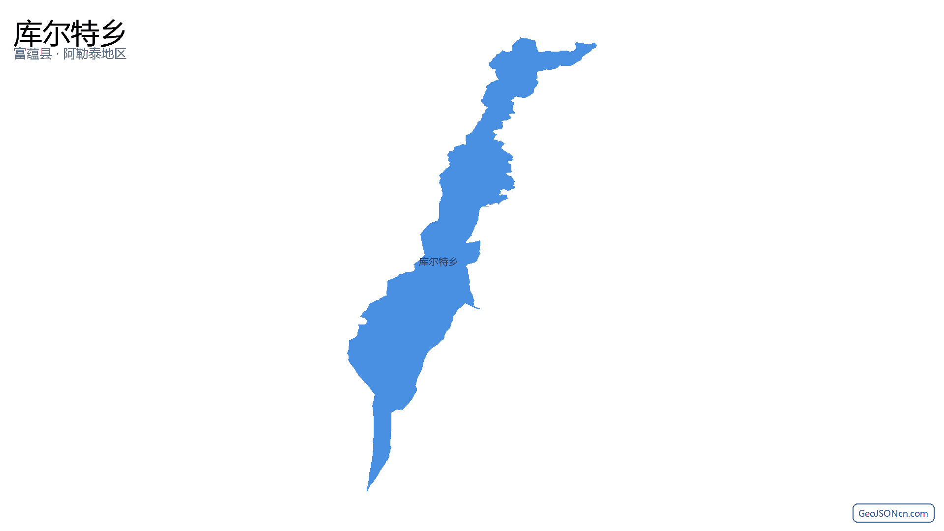 库尔特乡行政区划边界地图（富蕴县·阿勒泰地区）,提供GeoJSON、SHP矢量边界数据下载及高清地图大图(PNG/JPG) - GeoJSONcn.com