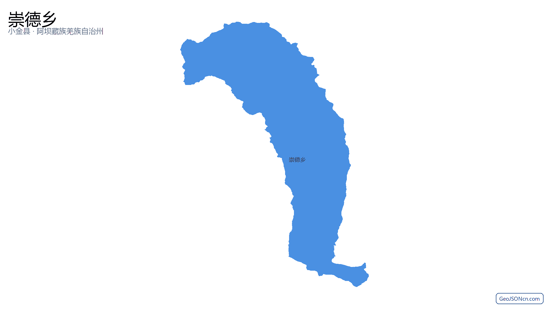 崇德乡行政区划边界地图(小金县·阿坝藏族羌族自治州),提供GeoJSON、SHP矢量边界数据下载及高清地图大图(PNG/JPG) - GeoJSONcn.com