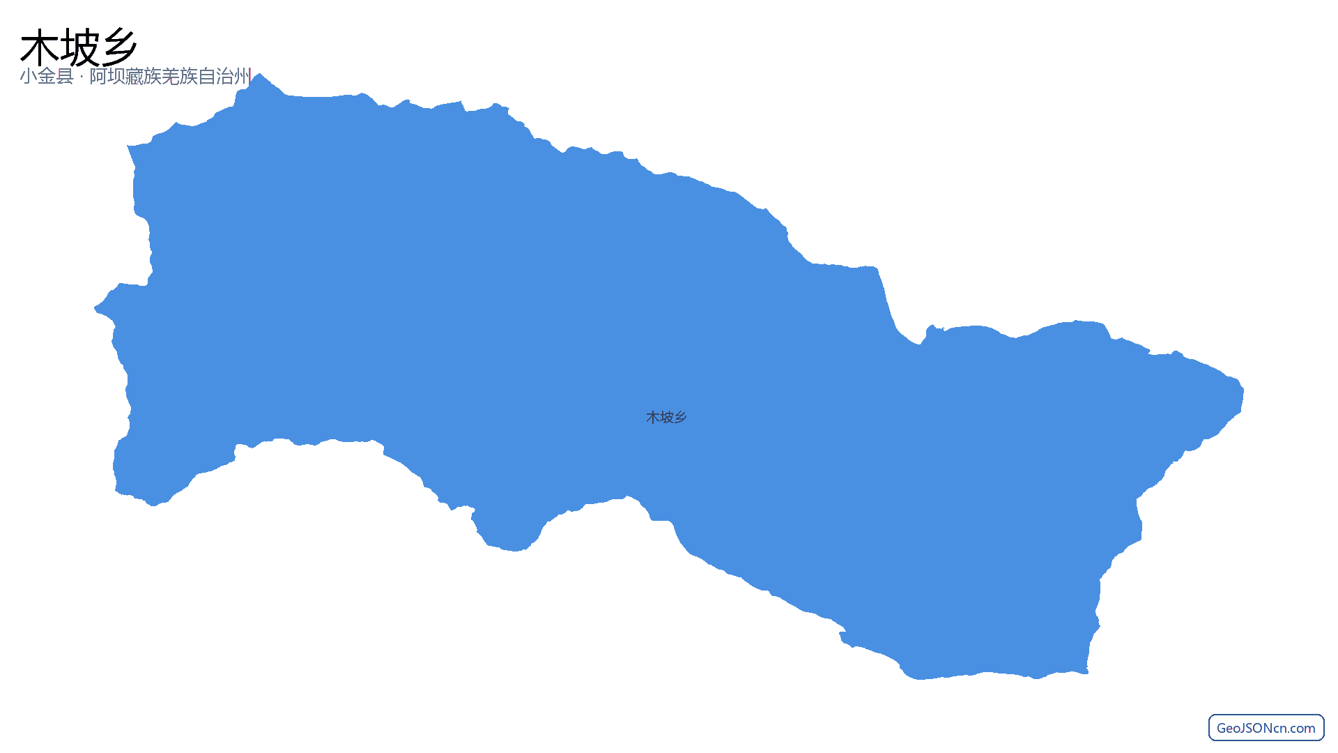 木坡乡行政区划边界地图（小金县·阿坝藏族羌族自治州）,提供GeoJSON、SHP矢量边界数据下载及高清地图大图(PNG/JPG) - GeoJSONcn.com