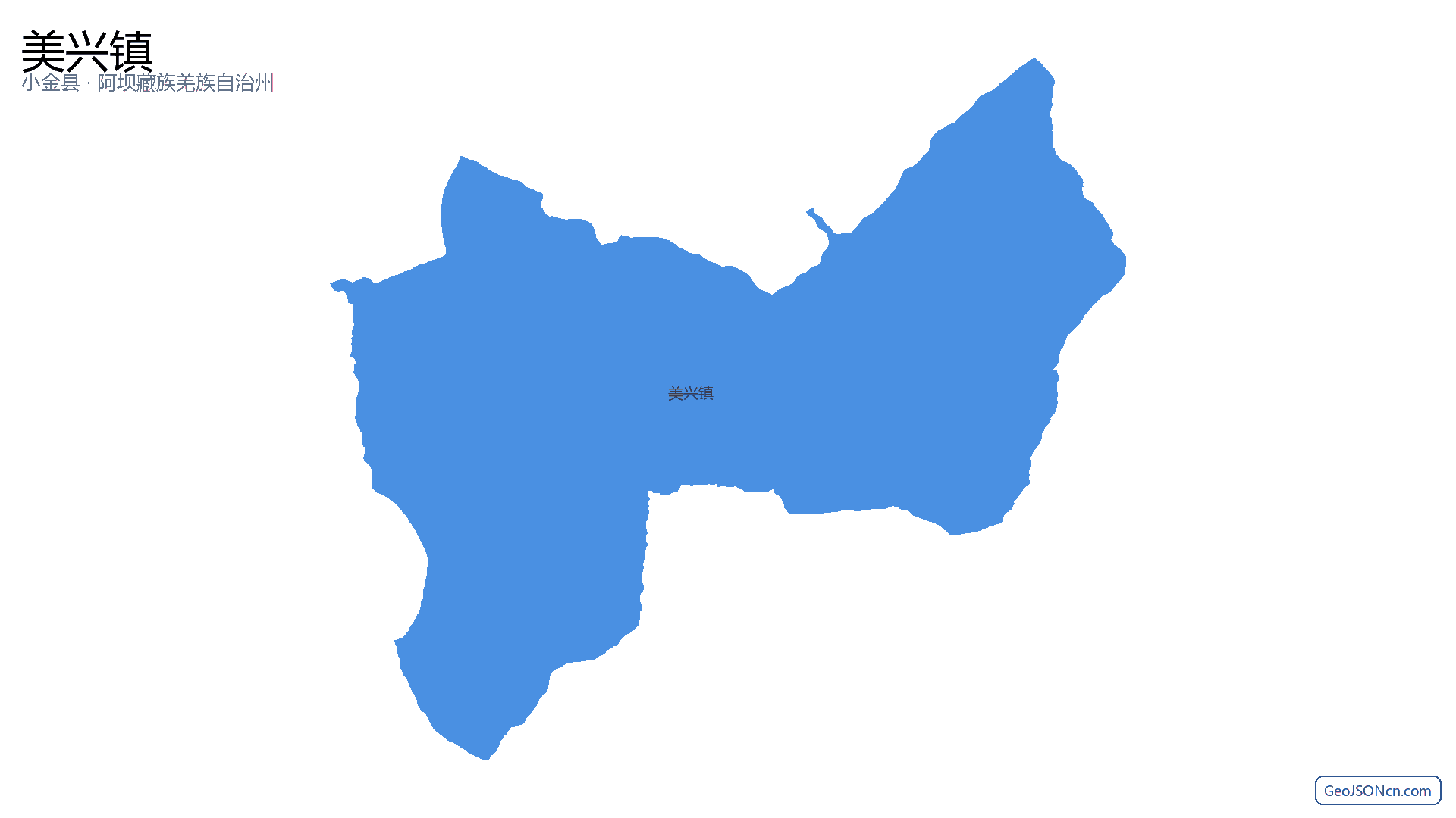美兴镇行政区划边界地图（小金县·阿坝藏族羌族自治州）,提供GeoJSON、SHP矢量边界数据下载及高清地图大图(PNG/JPG) - GeoJSONcn.com