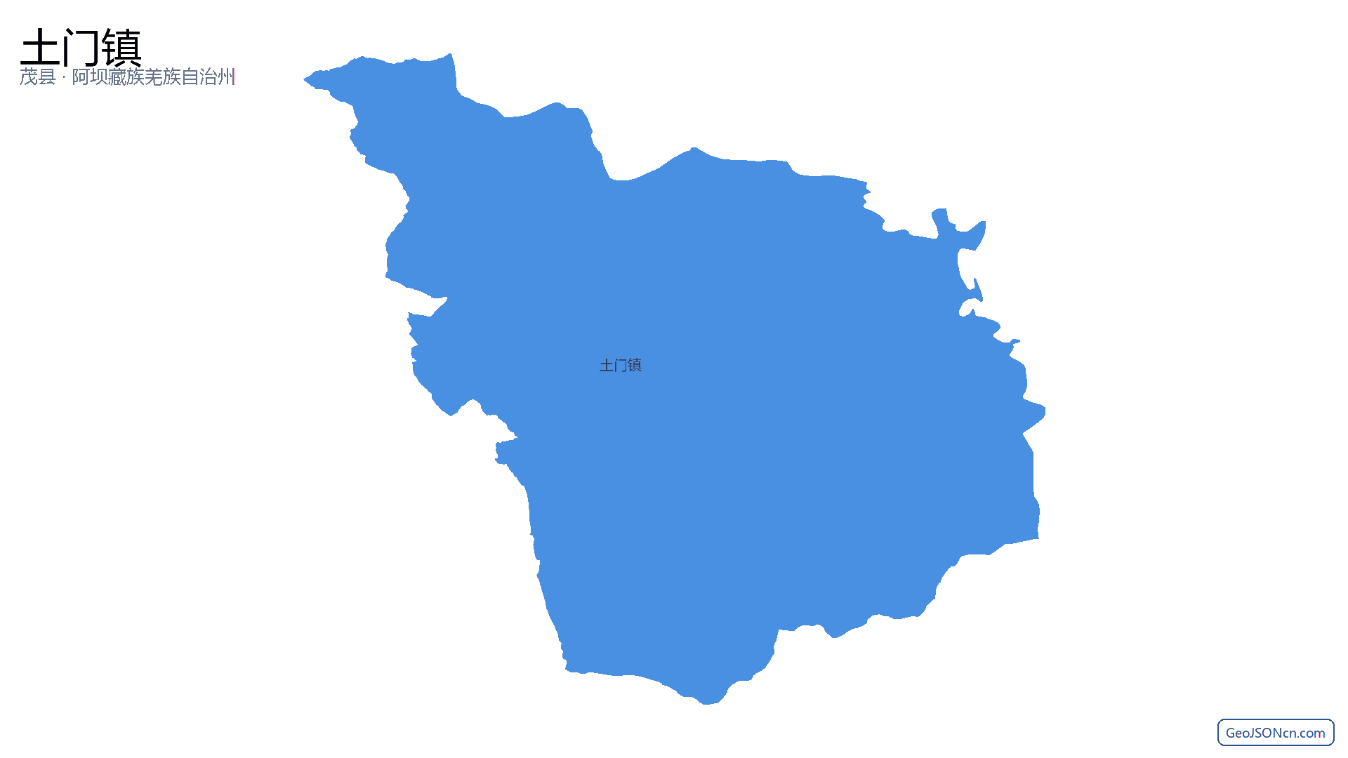 土门镇行政区划边界地图（茂县·阿坝藏族羌族自治州）,提供GeoJSON、SHP矢量边界数据下载及高清地图大图(PNG/JPG) - GeoJSONcn.com