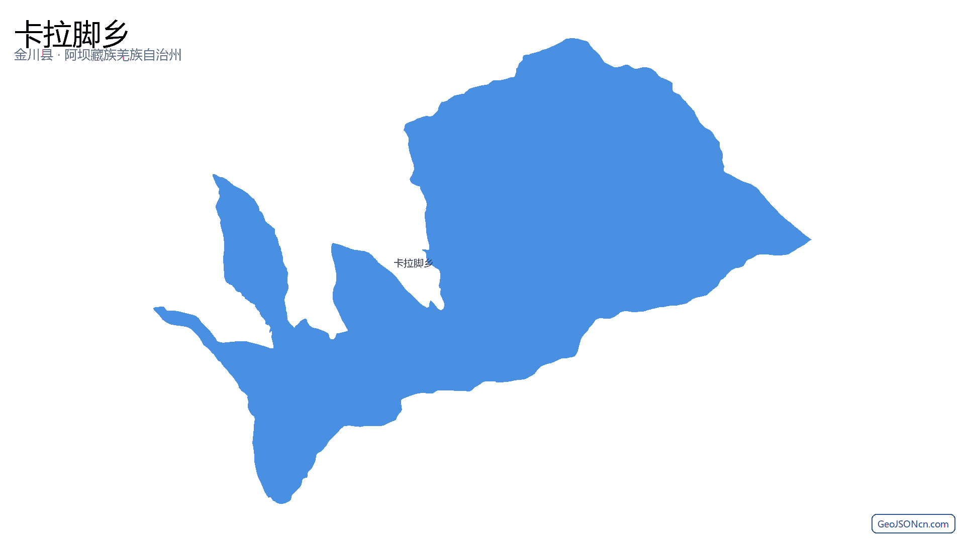 卡拉脚乡行政区划边界地图(金川县·阿坝藏族羌族自治州),提供GeoJSON、SHP矢量边界数据下载及高清地图大图(PNG/JPG) - GeoJSONcn.com