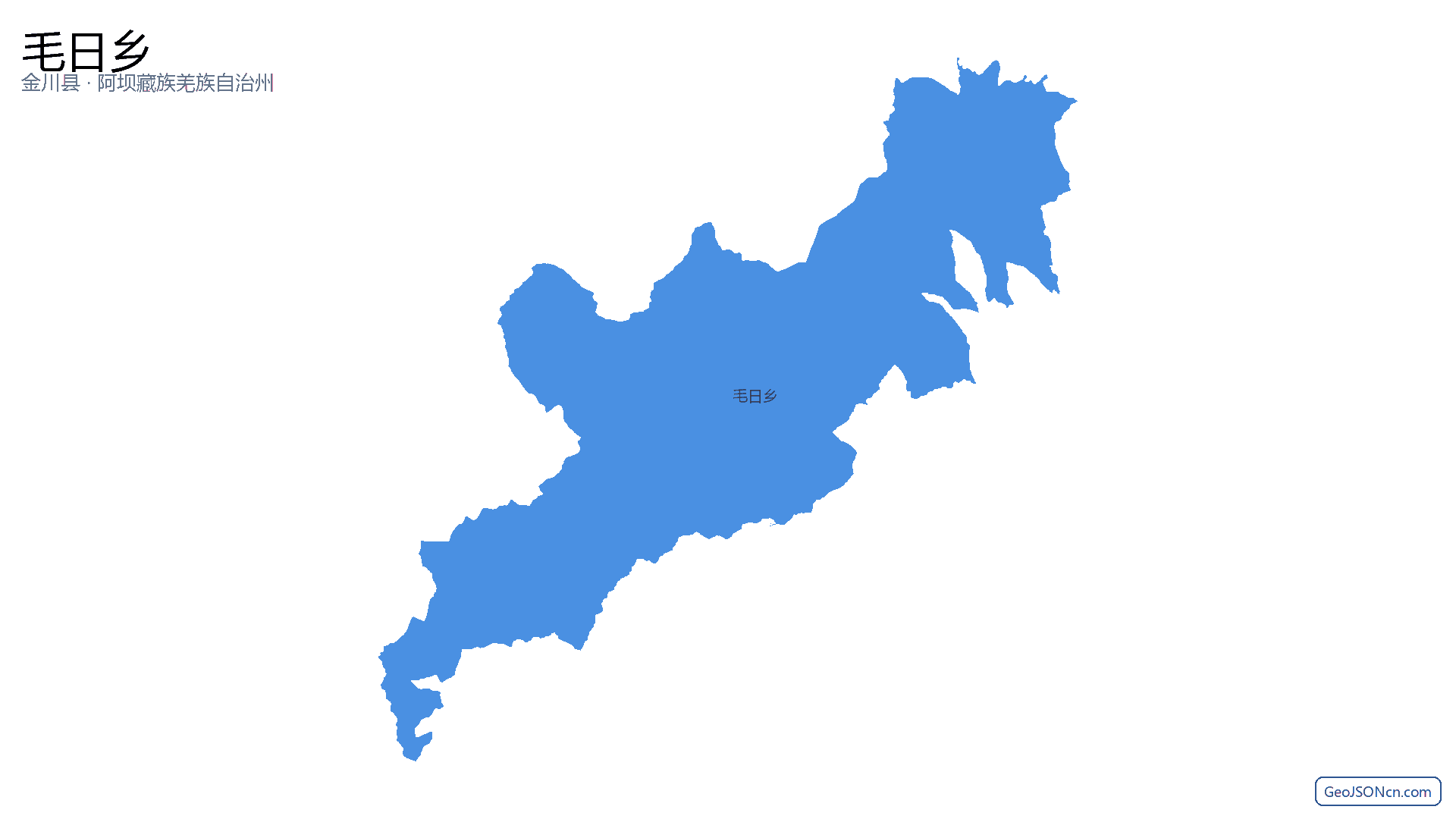 毛日乡行政区划边界地图(金川县·阿坝藏族羌族自治州),提供GeoJSON、SHP矢量边界数据下载及高清地图大图(PNG/JPG) - GeoJSONcn.com