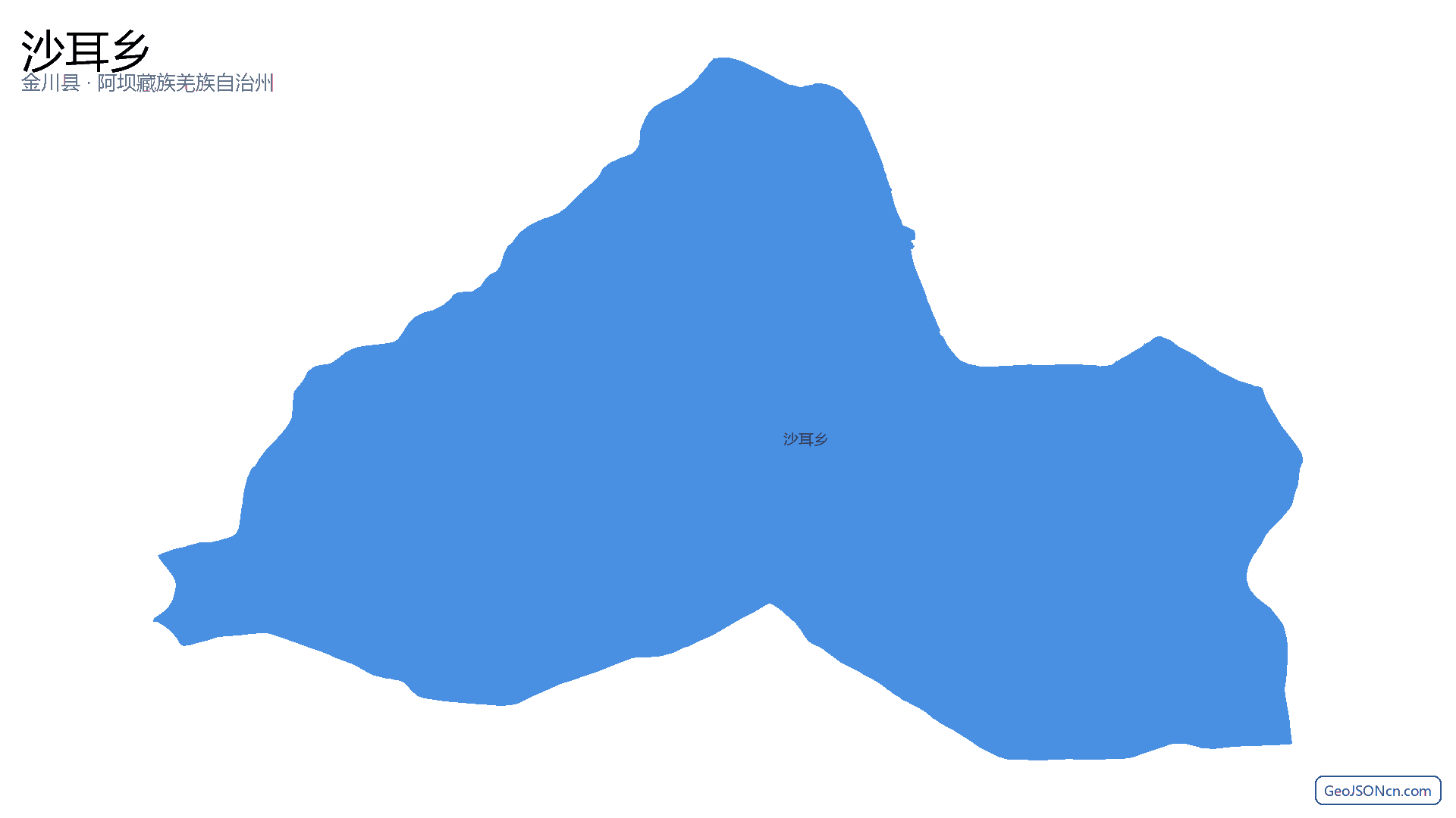 沙耳乡行政区划边界地图(金川县·阿坝藏族羌族自治州),提供GeoJSON、SHP矢量边界数据下载及高清地图大图(PNG/JPG) - GeoJSONcn.com
