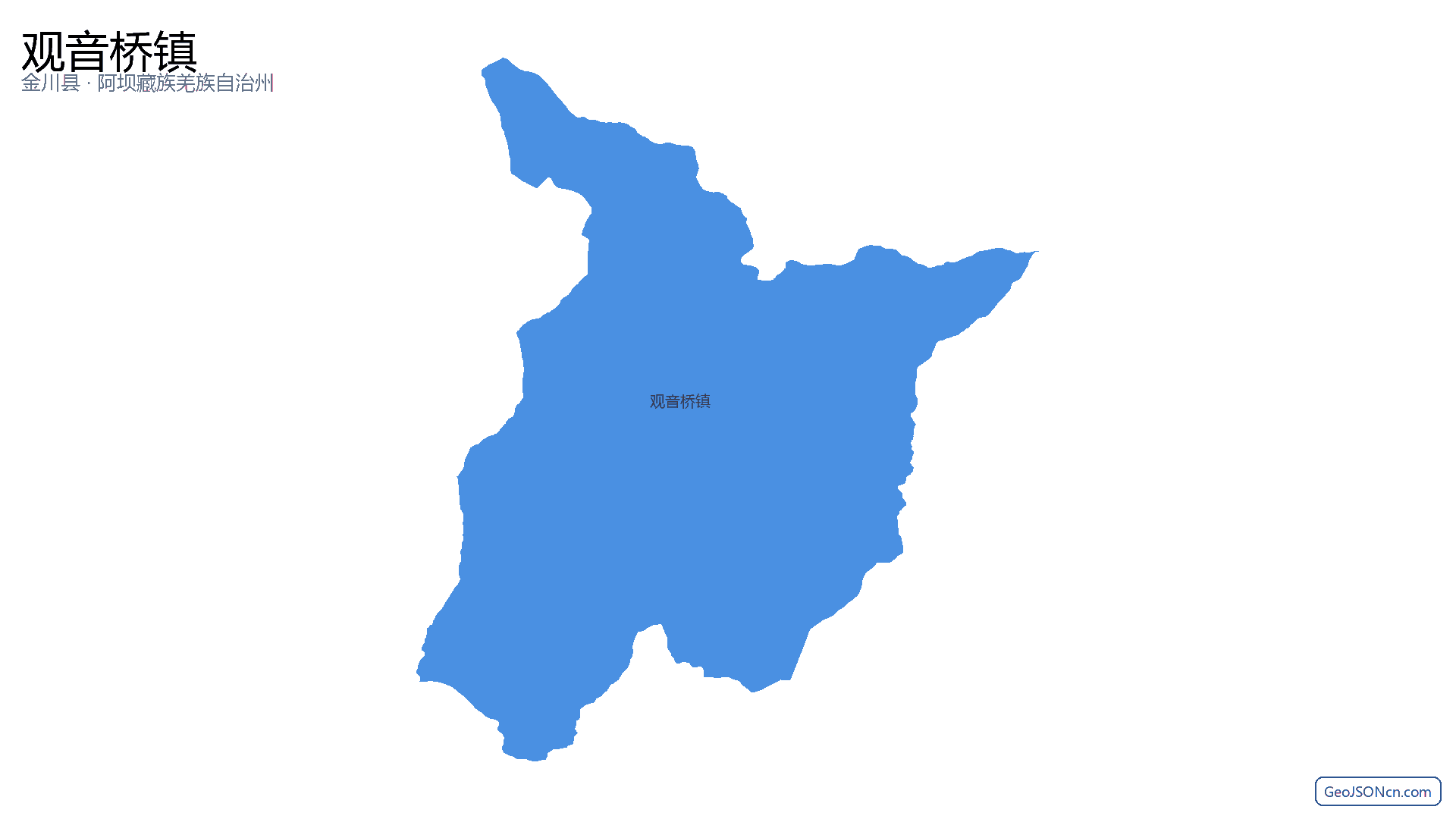 观音桥镇行政区划边界地图(金川县·阿坝藏族羌族自治州),提供GeoJSON、SHP矢量边界数据下载及高清地图大图(PNG/JPG) - GeoJSONcn.com