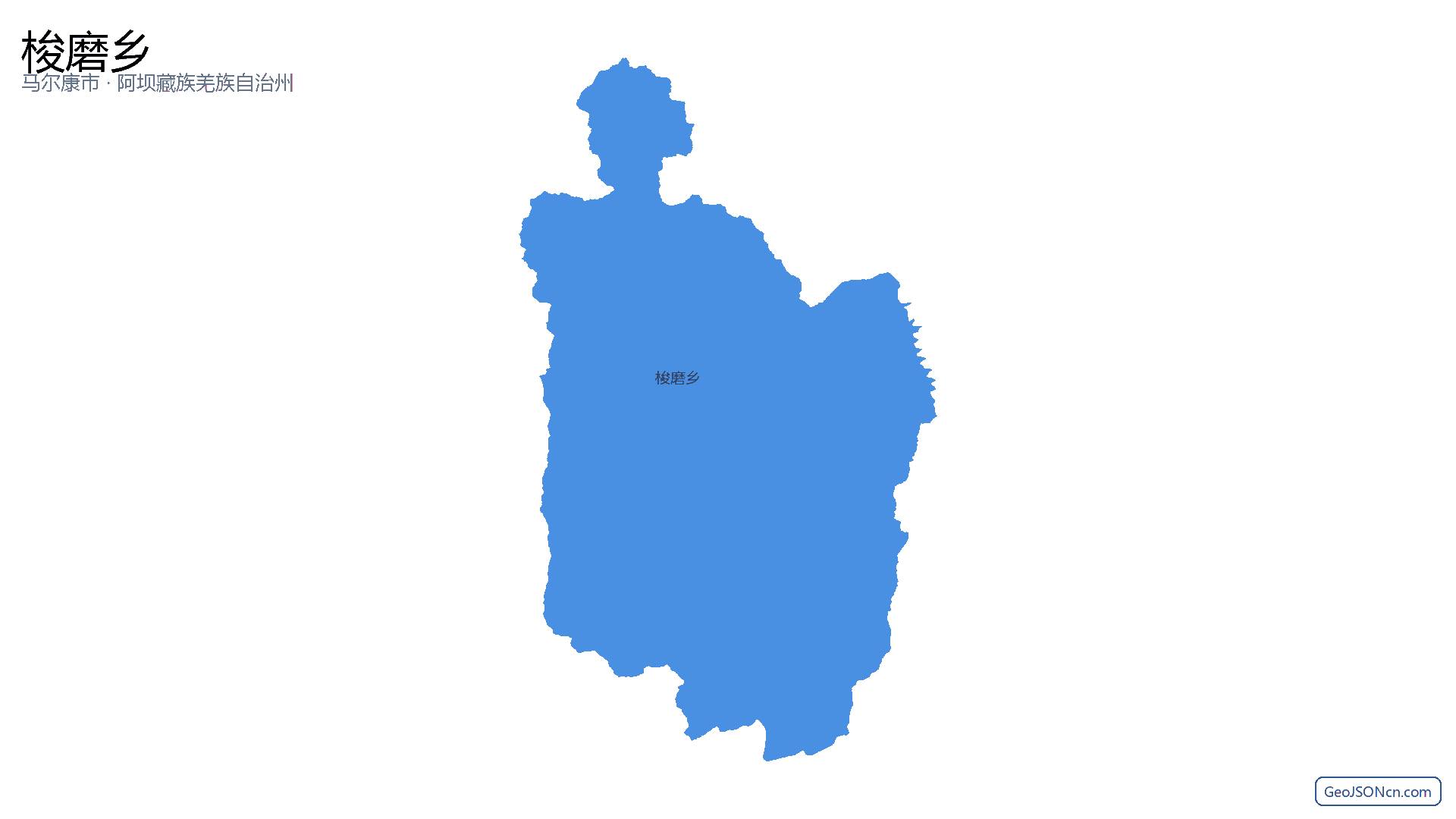 梭磨乡行政区划边界地图（马尔康市·阿坝藏族羌族自治州）,提供GeoJSON、SHP矢量边界数据下载及高清地图大图(PNG/JPG) - GeoJSONcn.com