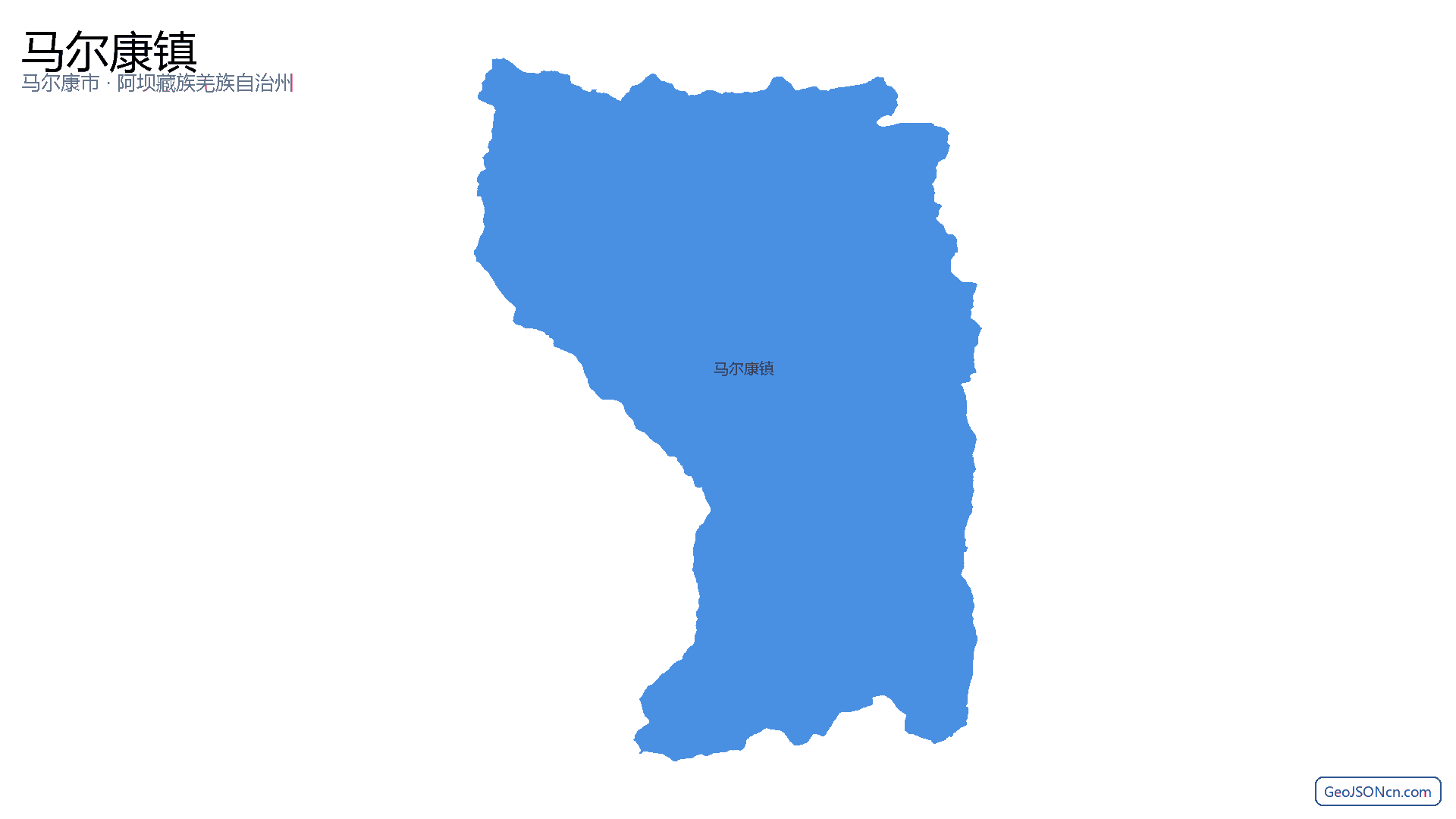 马尔康镇行政区划边界地图（马尔康市·阿坝藏族羌族自治州）,提供GeoJSON、SHP矢量边界数据下载及高清地图大图(PNG/JPG) - GeoJSONcn.com